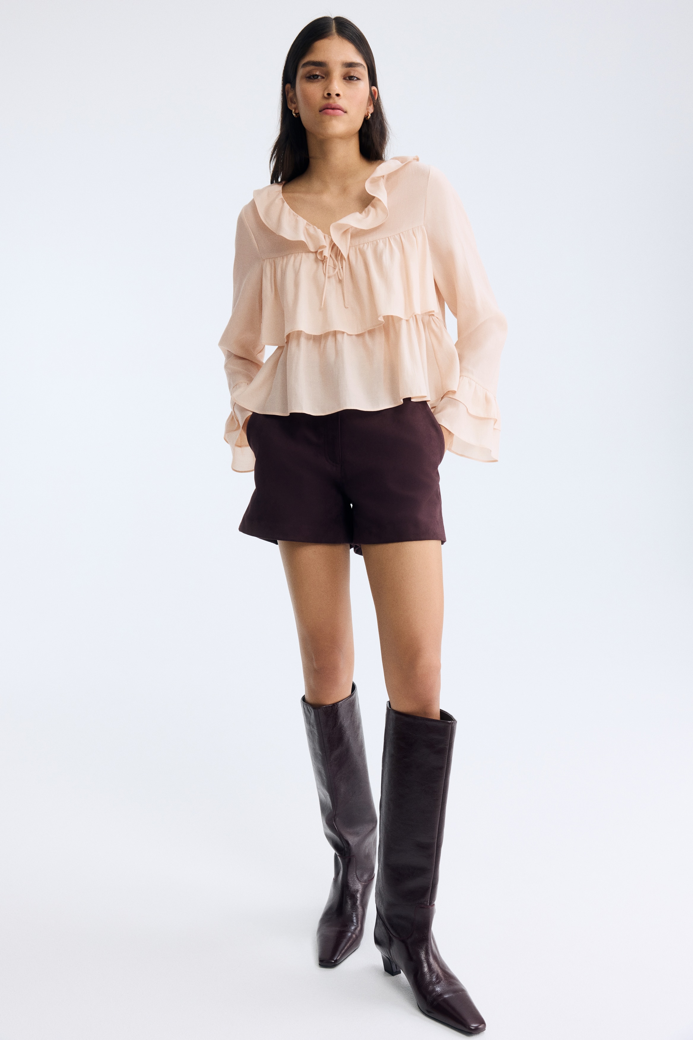 Frill-trimmed blouse