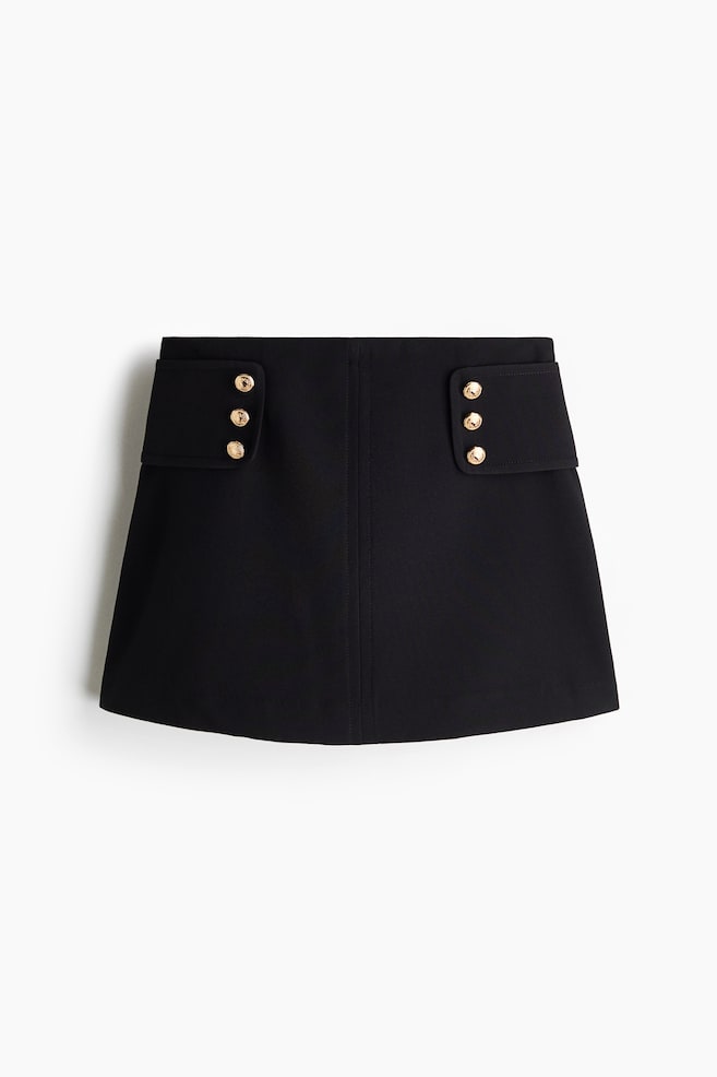 Button-Detail Skort - Black/Red/Brown - 1