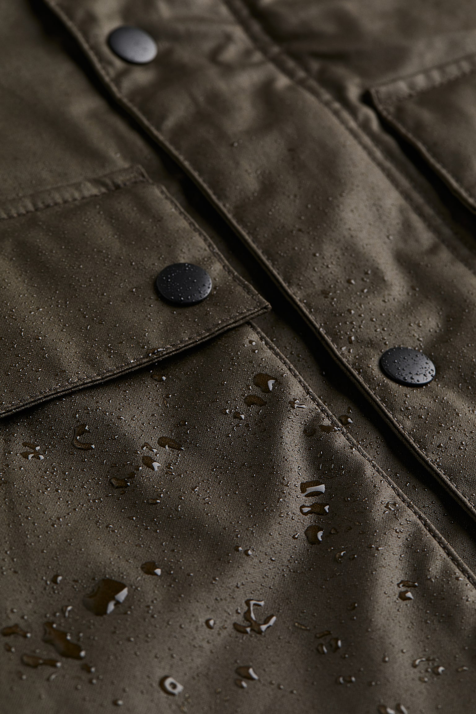 Loose Fit Water-repellent canvas jacket - Dark khaki green - 4