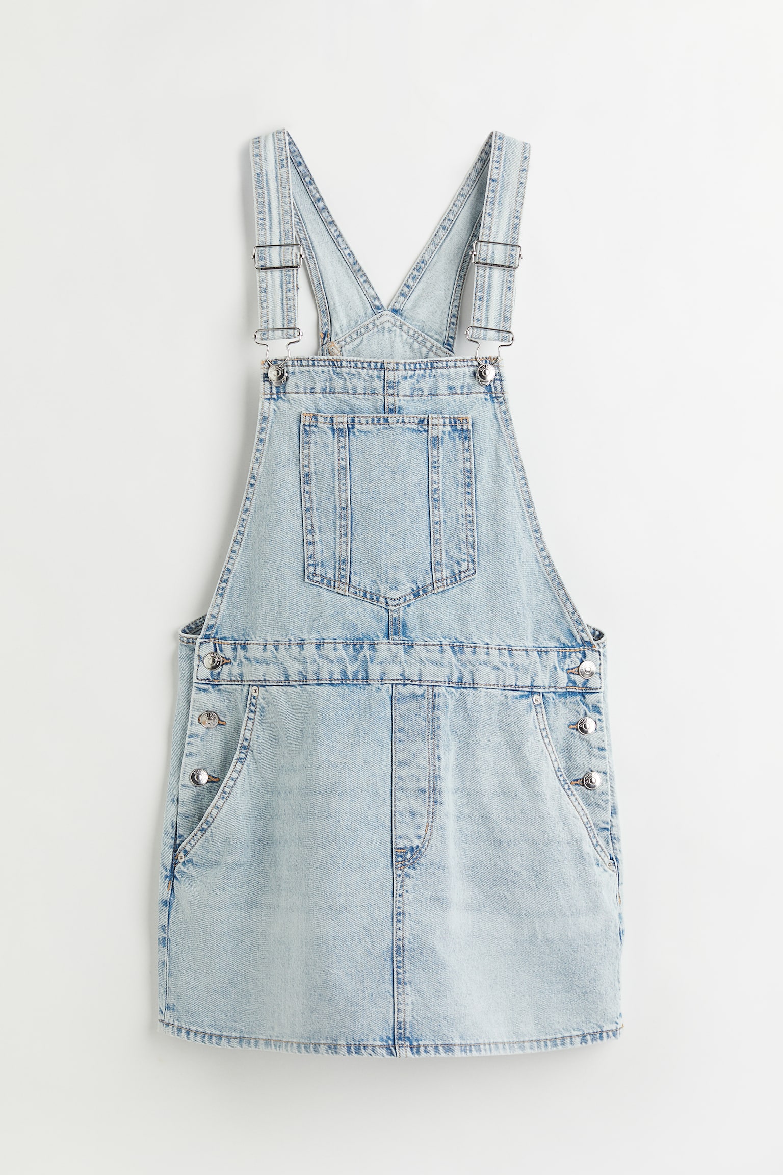 Denim Dungaree Dress - Light denim blue - 1