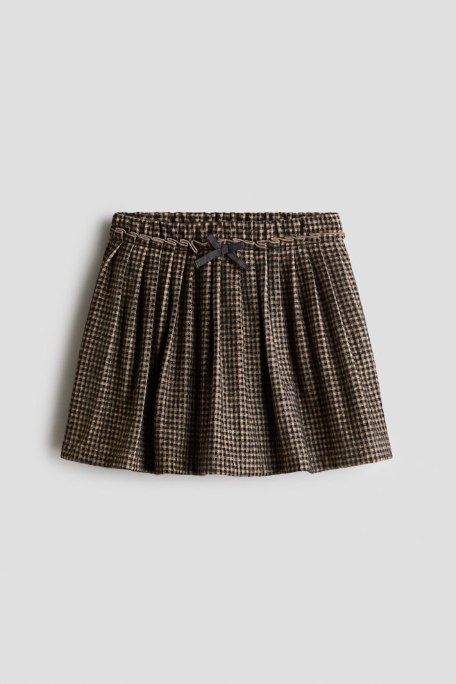 Plissierter Skort - Graubraun/Kariert/Dunkelrot/Kariert - 1