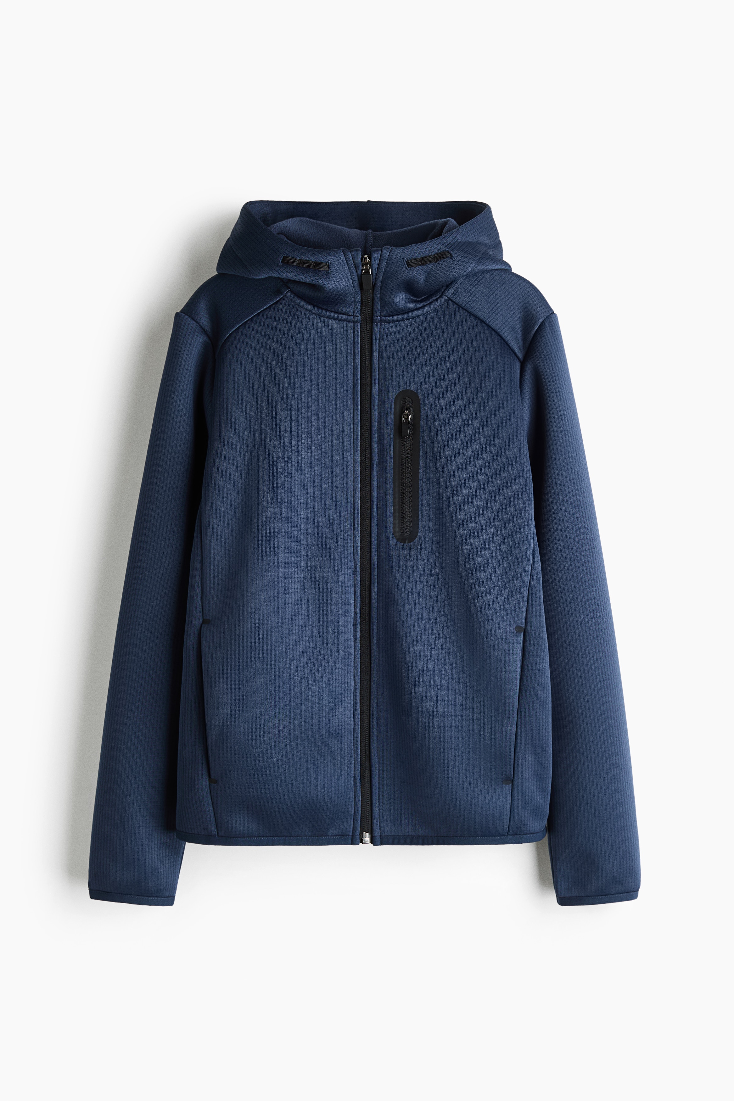 Sports zip-through hoodie with ThermoMove™ - Dusty blue/Dark turquoise