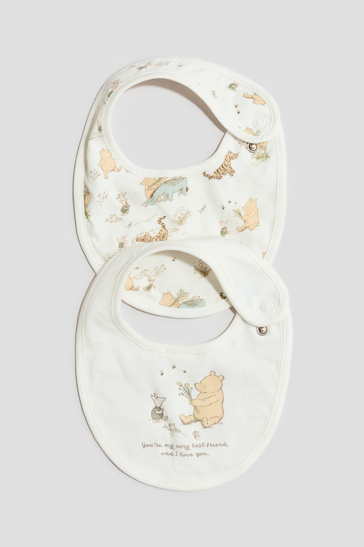 2-pack printed cotton bibs - Biały/Kubuś Puchatek