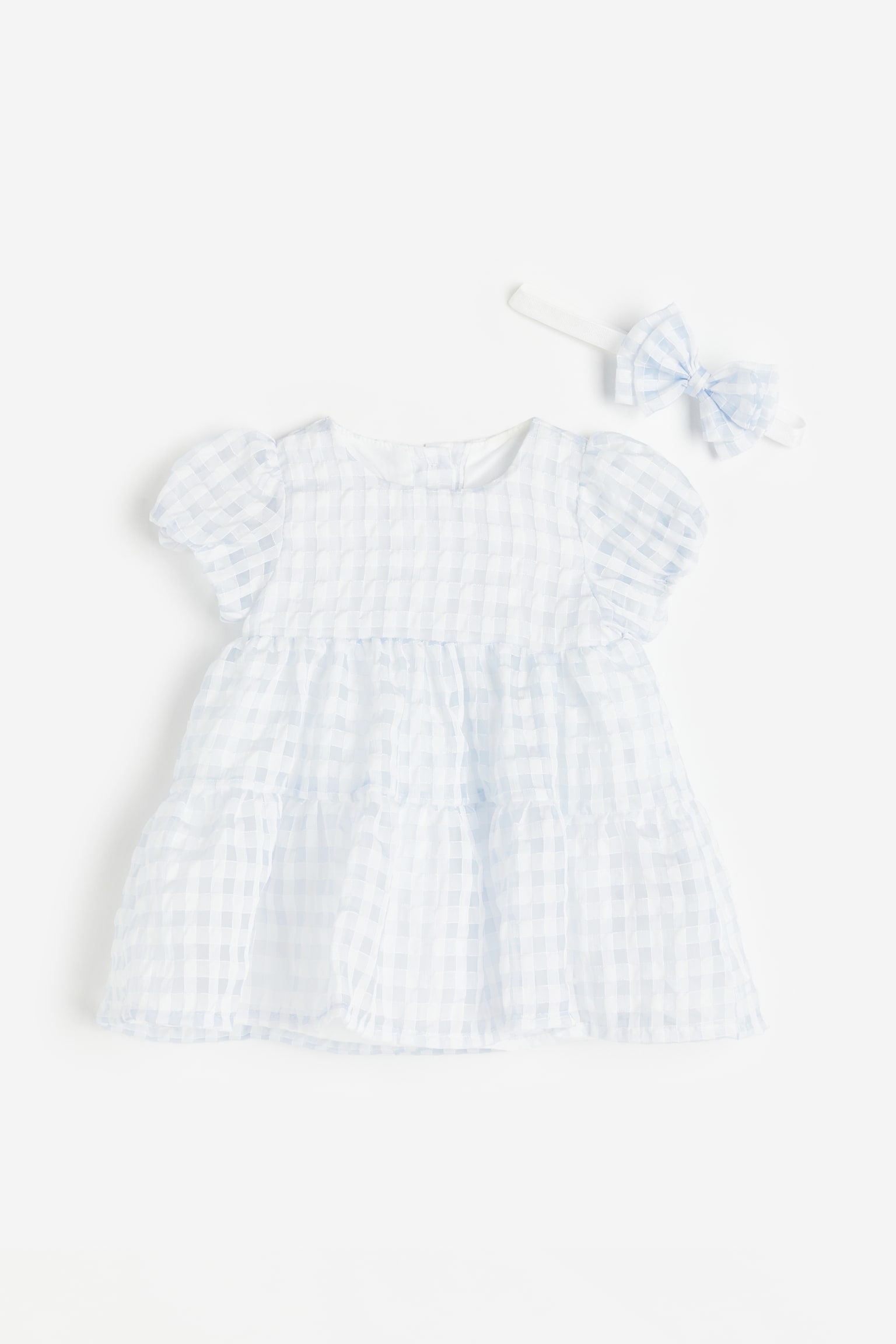 Dress & Accessory - Light sky blue/Check/Light pink - 1