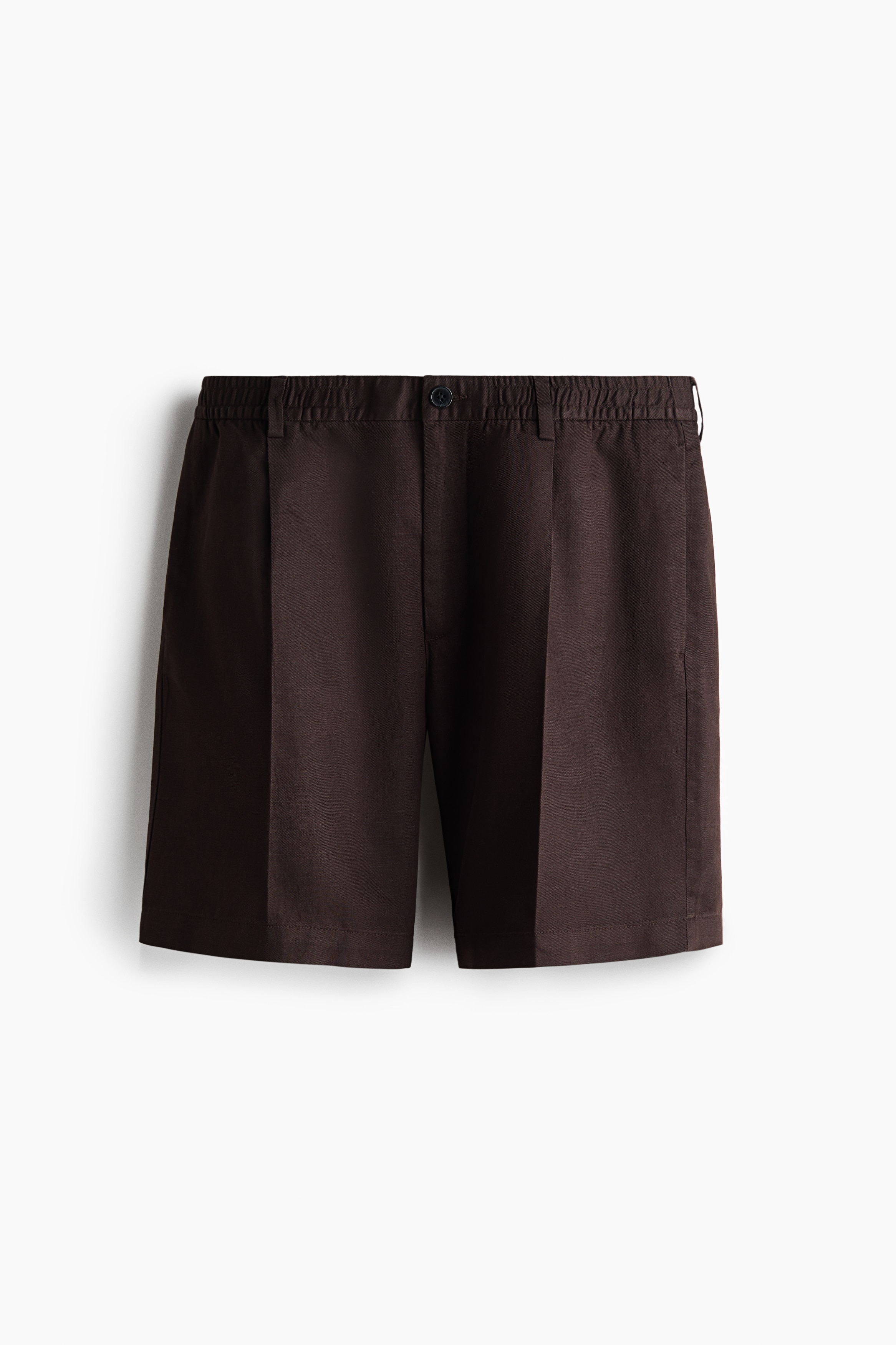 Relaxed Fit Linen-blend shorts - Dark brown/Black/White/Brown