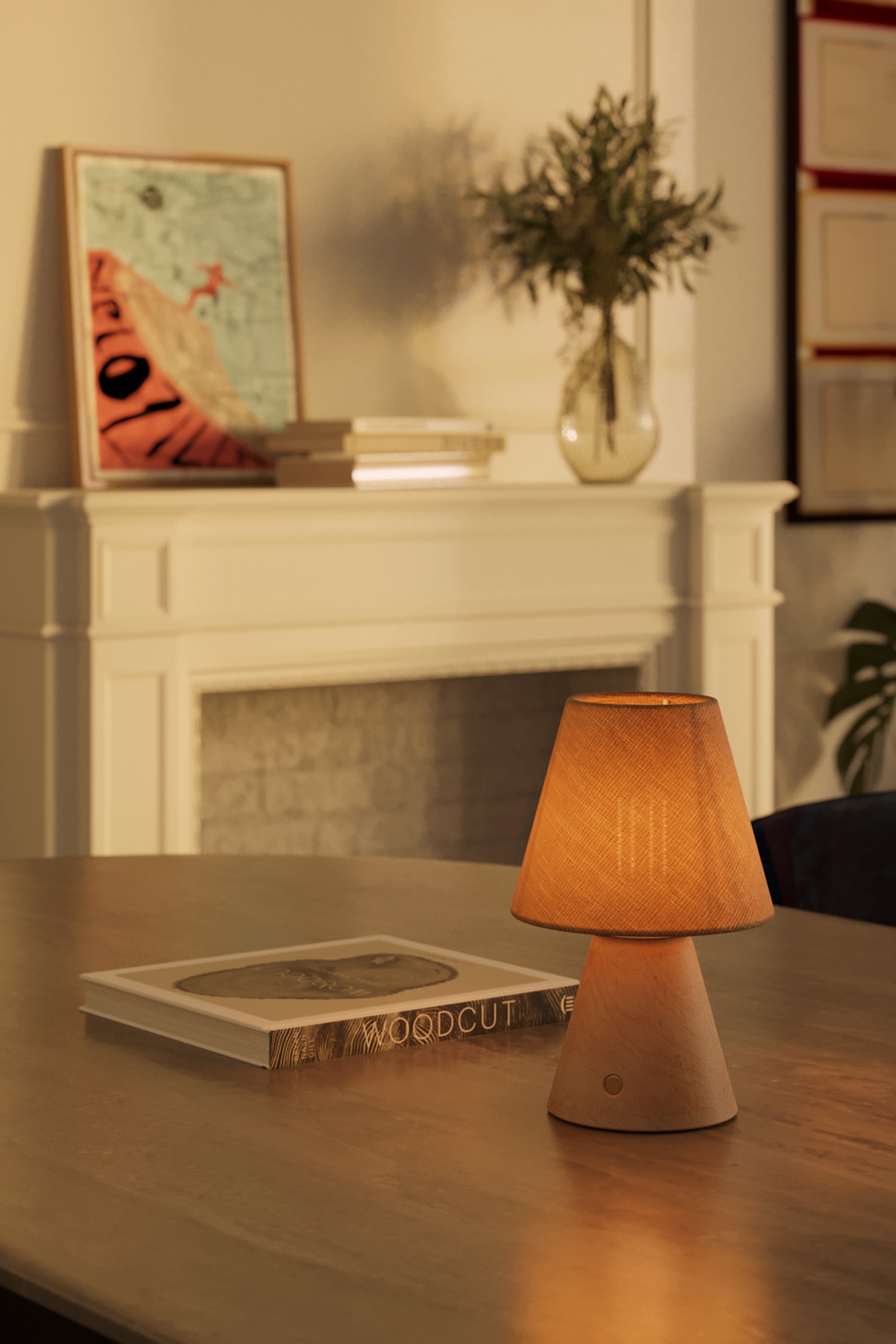 Wiederaufladbare Lampe Mit Schirm Und Glühbirne - Holz/creme