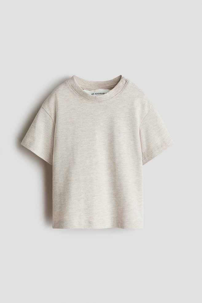 T-shirt van pimakatoen - Loose Fit - Lichtbeige/Wit/Dusty lichtturkoois/Marineblauw/Dusty lichtroze/Dusty lichtblauw - 1