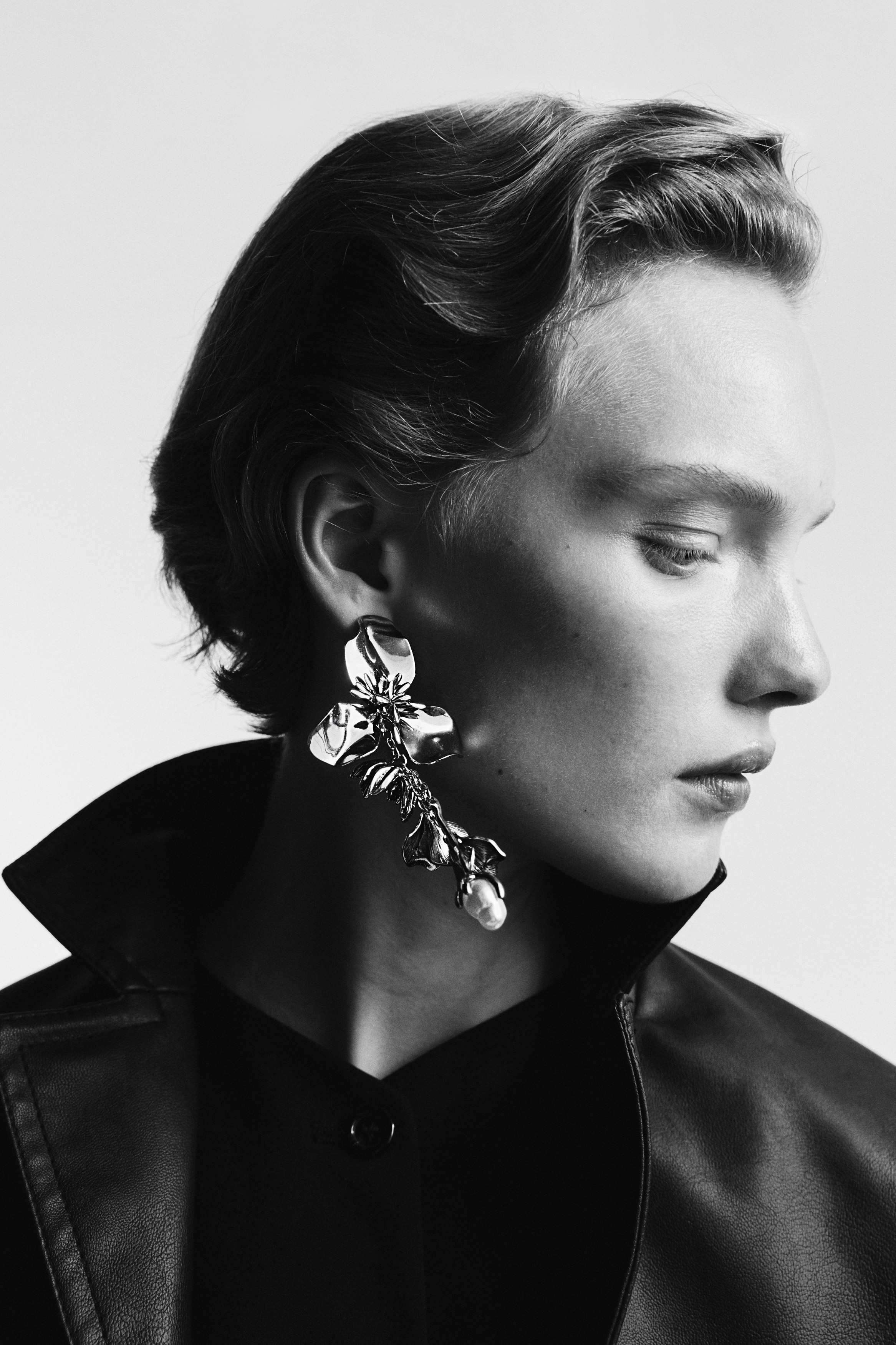 Κρεμαστά σκουλαρίκια σε σχήμα λουλουδιού - Ασημί