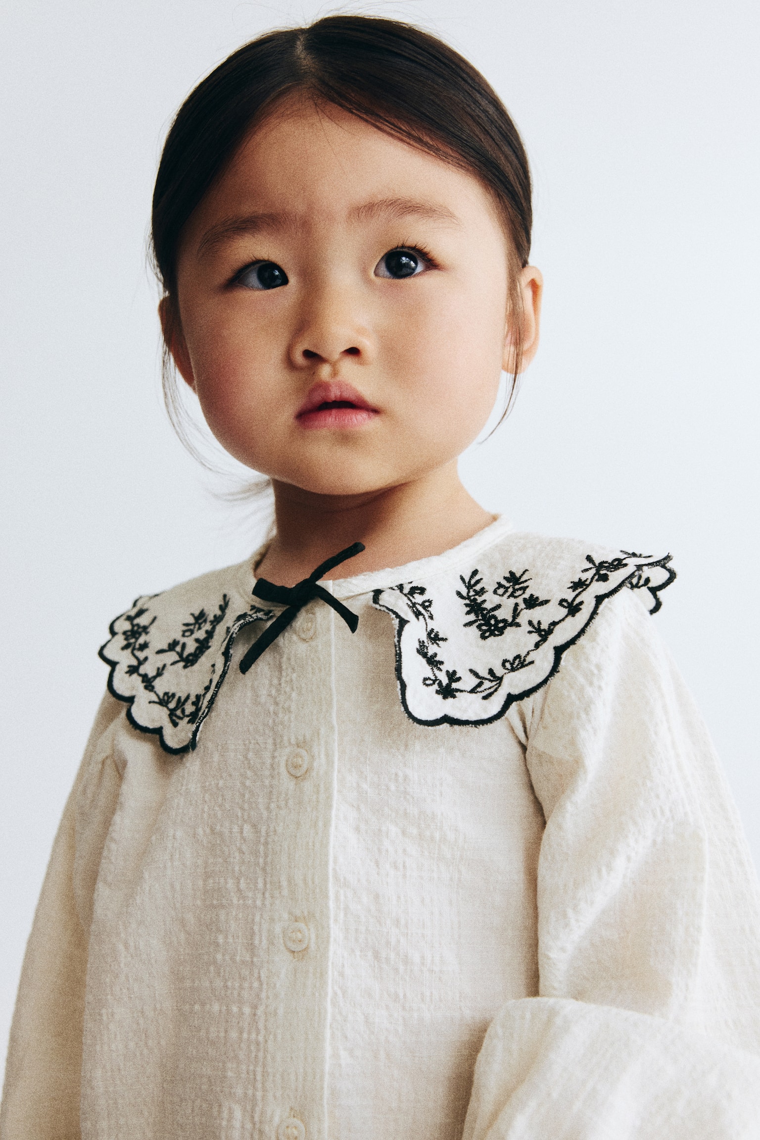Embroidery-detail cotton blouse - White - 1
