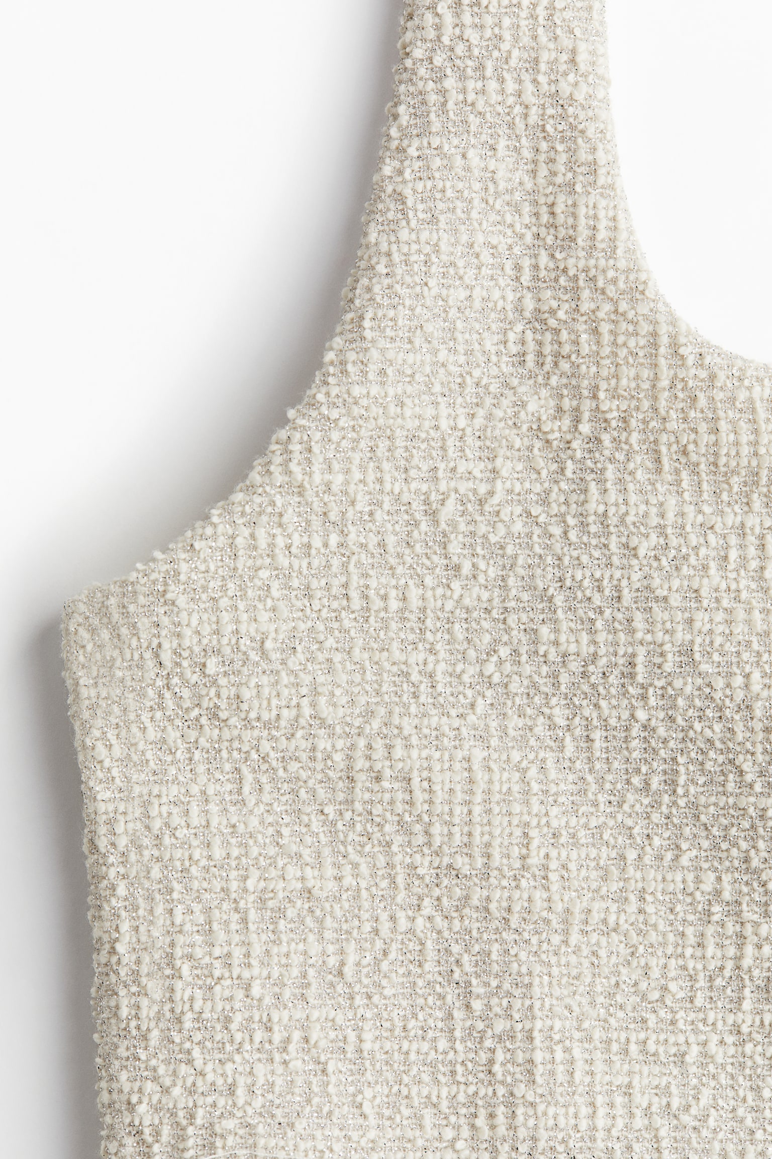 Bead Studded Bouclé Dress - Natural white - 3