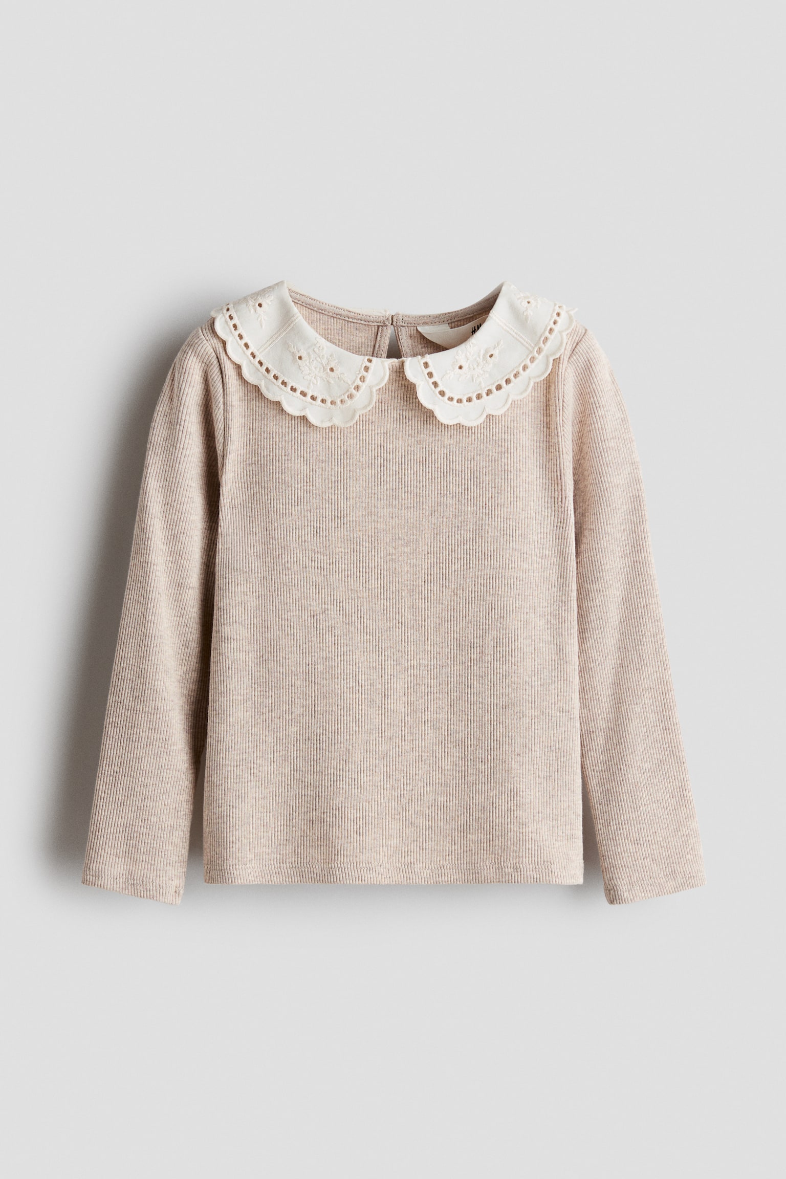 Collared top - Beige marl/White/Light pink/Heather purple