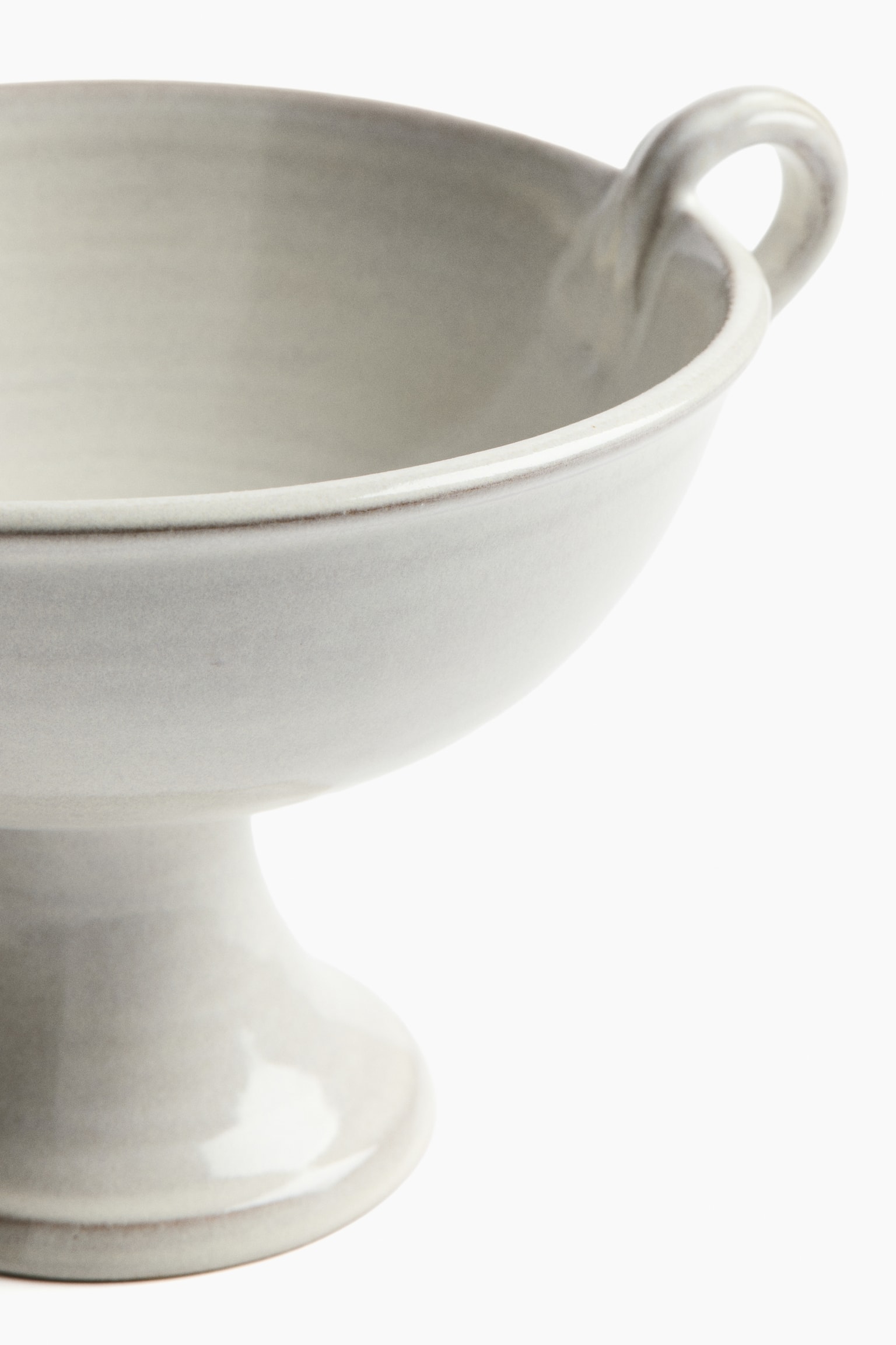 Servírovací miska na noze s reaktivní glazurou - Bílá - 4