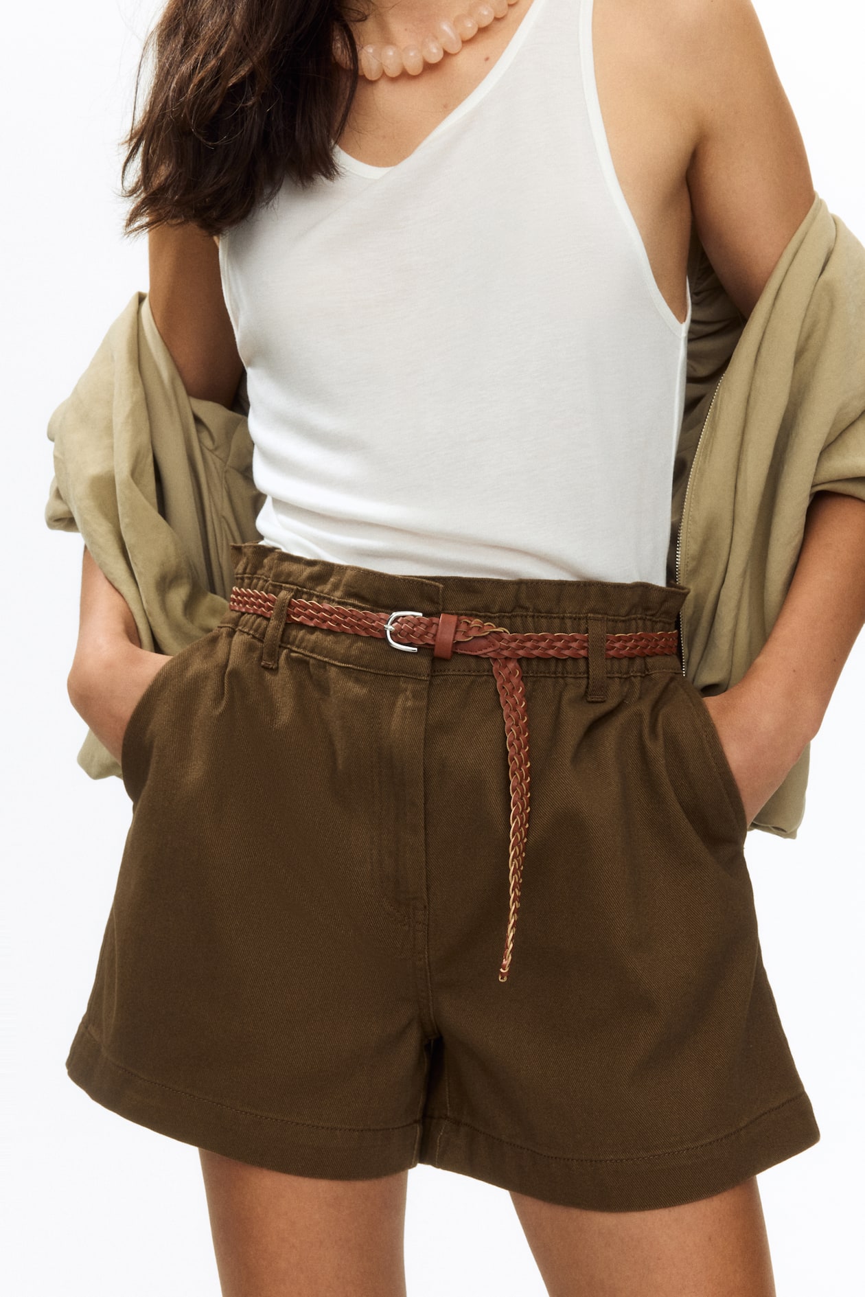Belted Twill Shorts - image 3