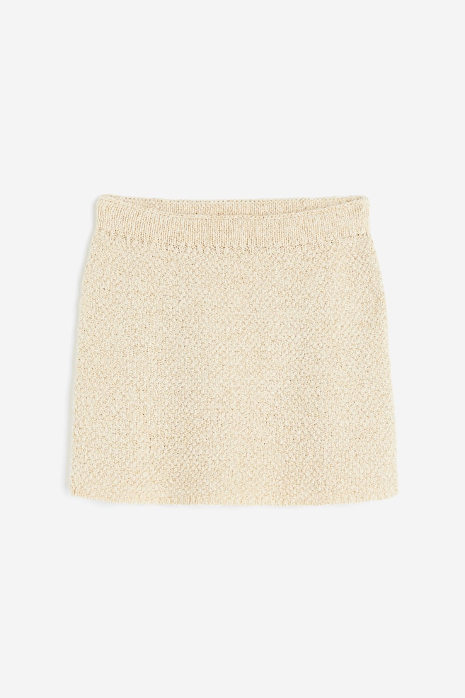 Glittery textured-knit skirt - Light beige - 2