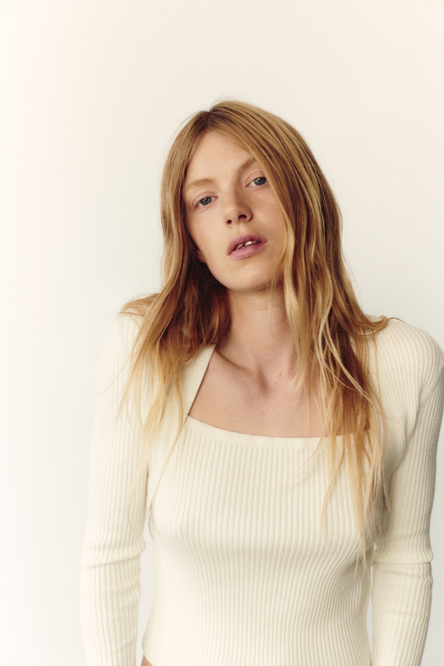 Женский топ H&M Bolero-Look Rib-Knit, цвет: Кремовый — фото 3
