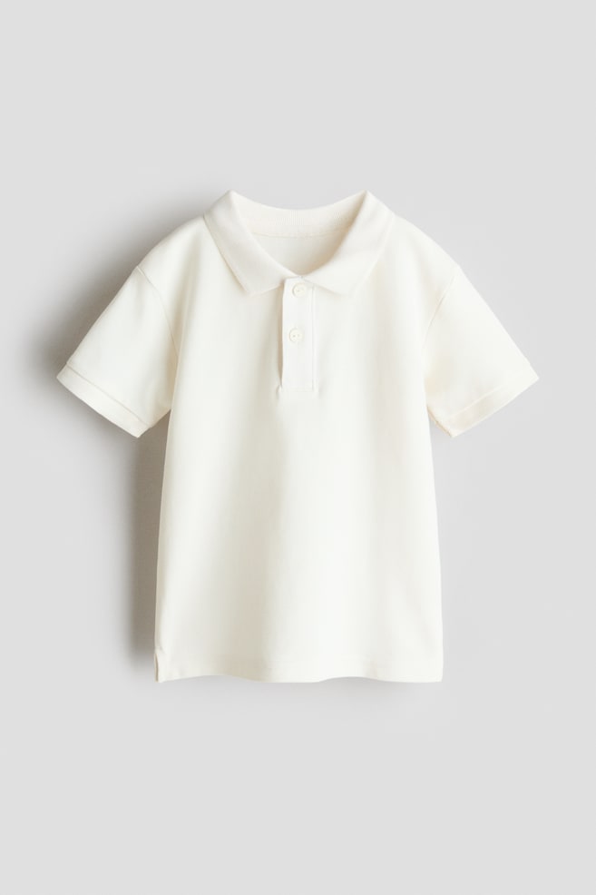 Cotton Piqué Polo Shirt - White/Beige/Navy blue/Dark gray/Light green - 1