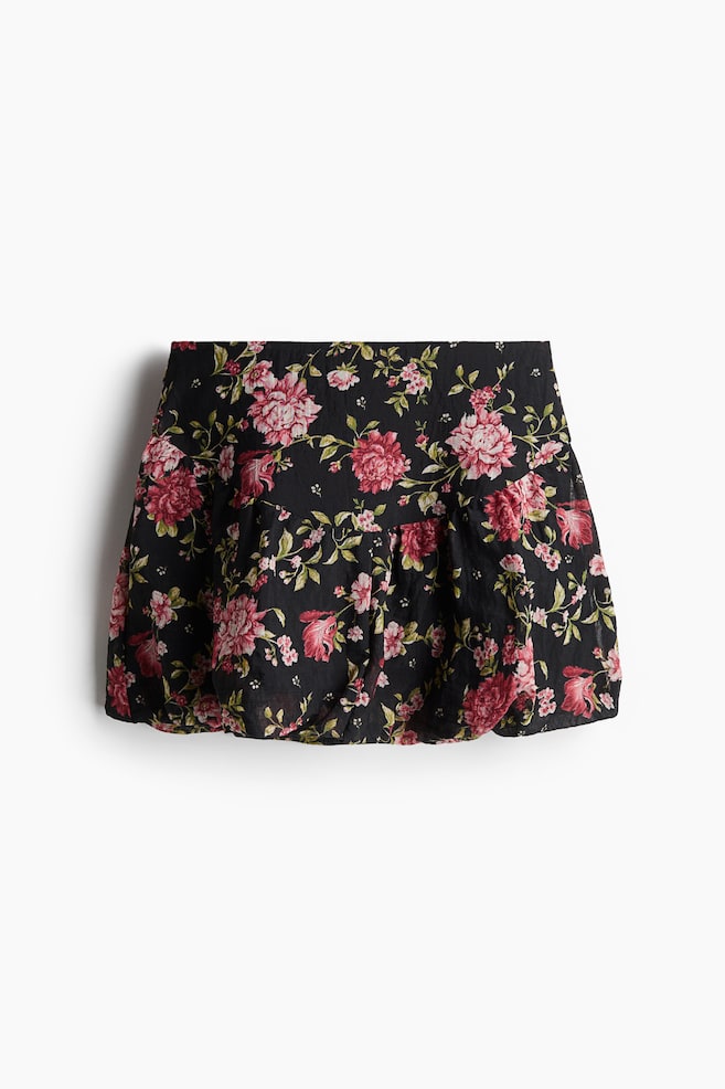 Patterned bubble-hem skirt - Black/Floral - 1