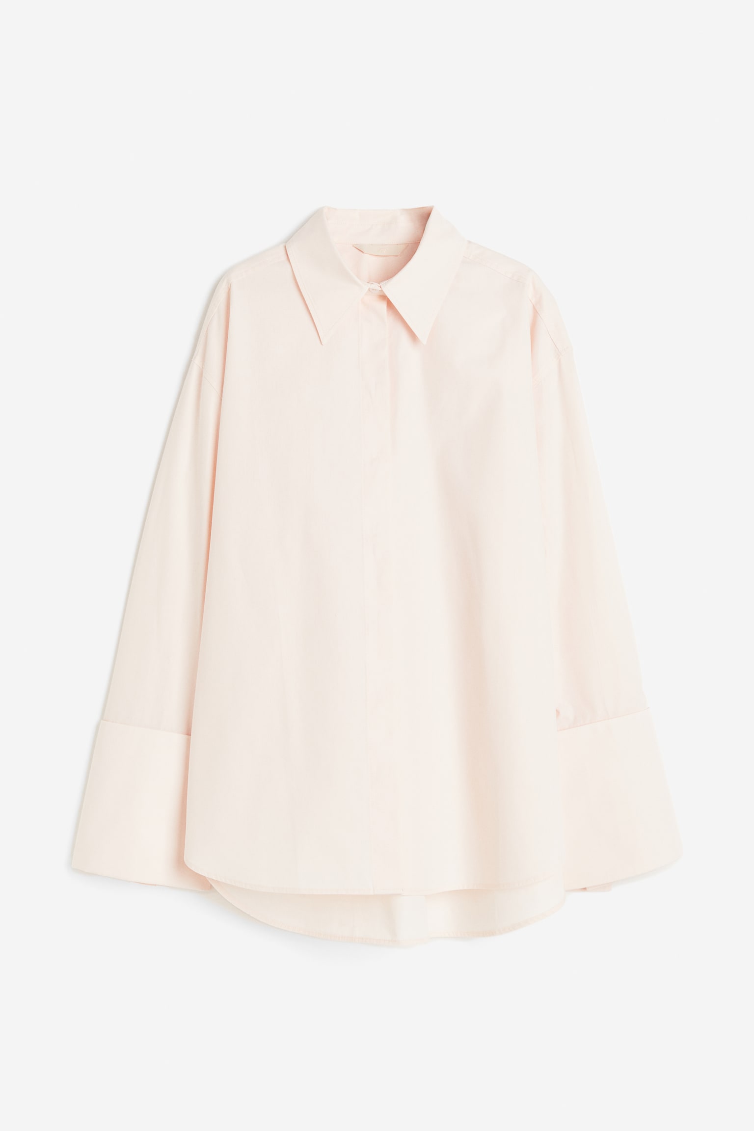 Oversized wide-cuffed shirt - Powder pink - 1