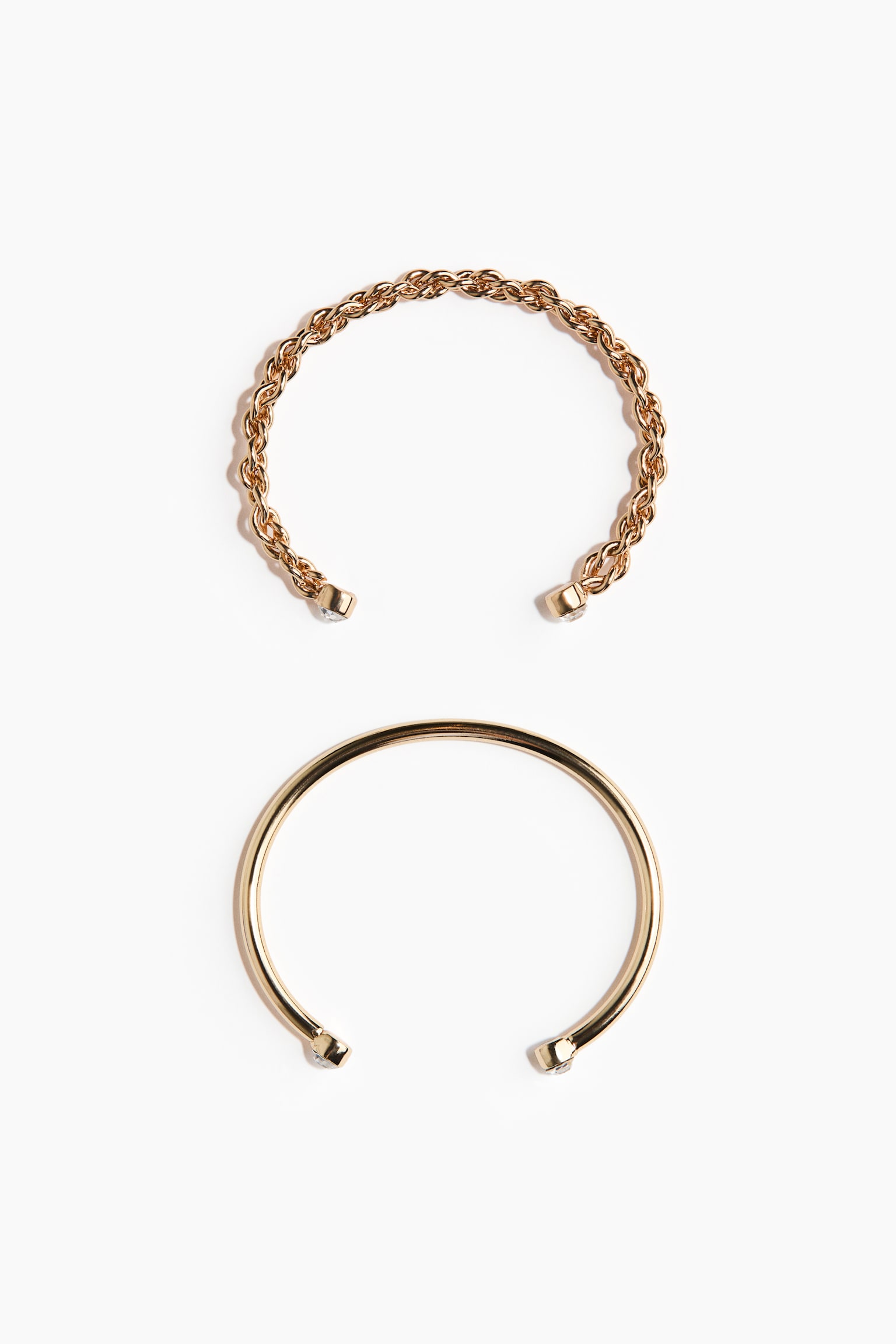 Lot de 2 bracelets manchette - Doré/Doré