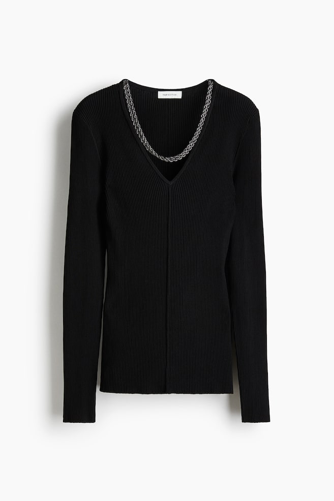 Chain-detail top - Black - 1