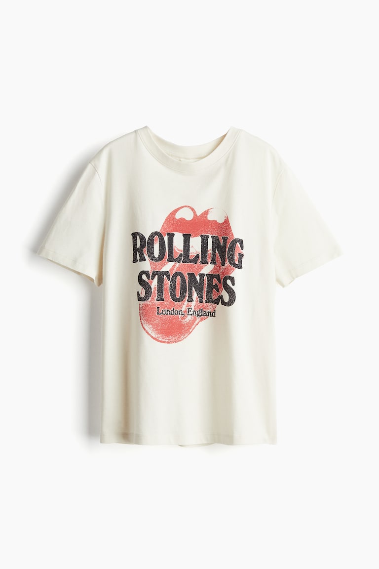 T-shirt con motivo Crema/The Rolling Stones DONNA H&M CH