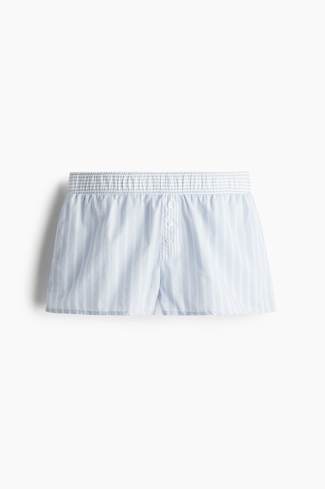 Cotton Pull-On Shorts - Light blue/striped - 1