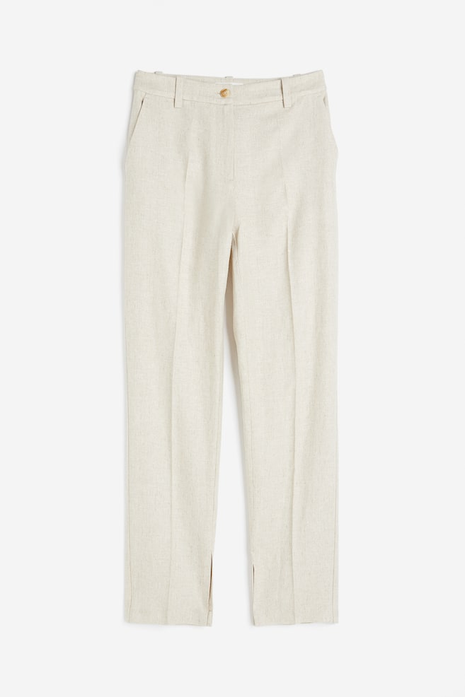Linen-blend trousers - Light beige - 2