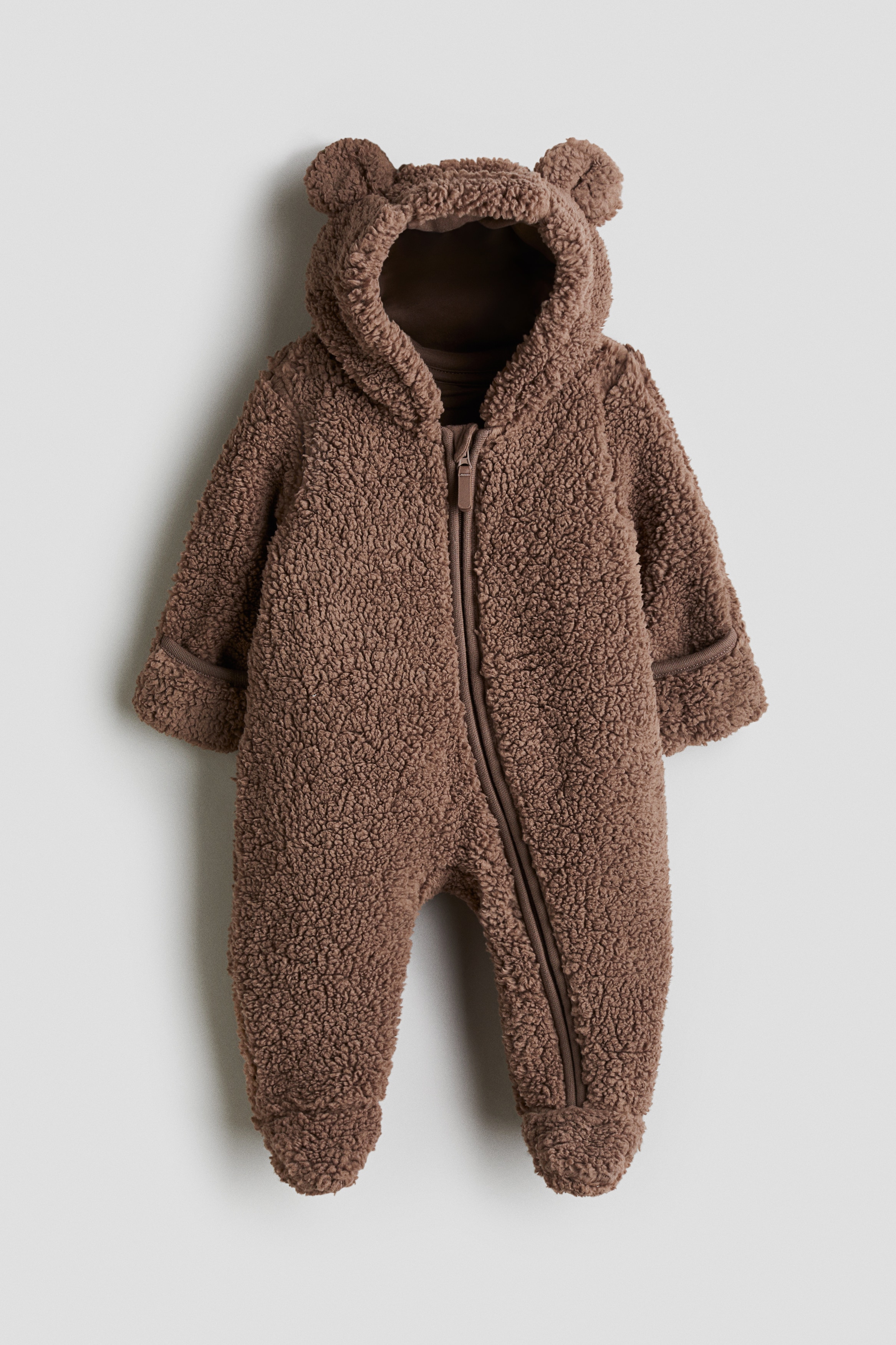 H & M - Babyoverall aus Teddyfleece mit Ohren - Beige - Kinder