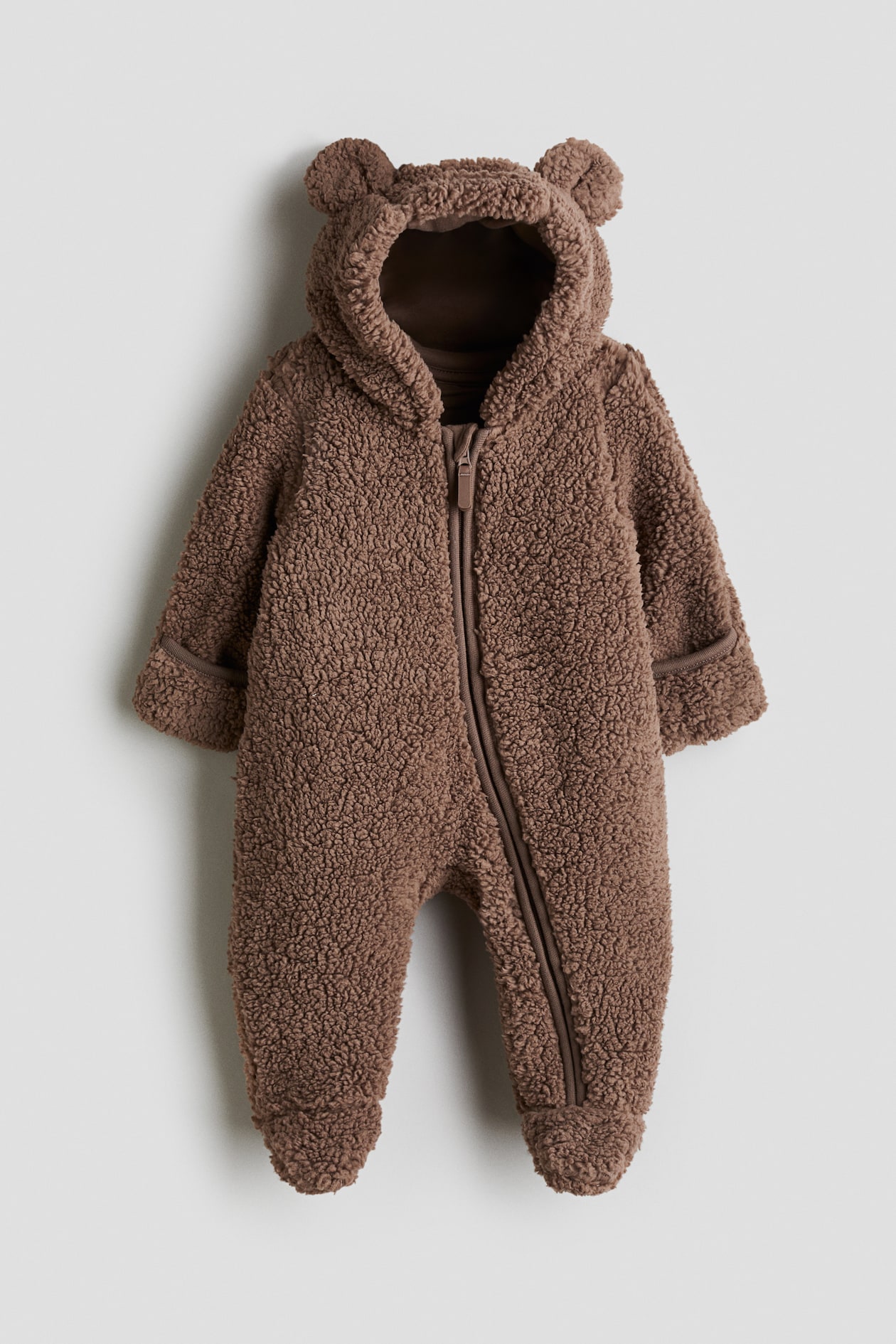 Combi-pilote en tissu peluche avec oreilles - Marron - ENFANT | H&M FR