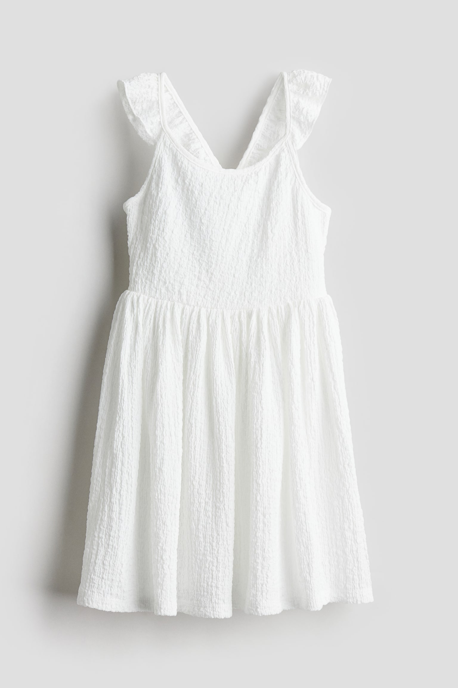 Flounce-trimmed jersey dress - White - 1