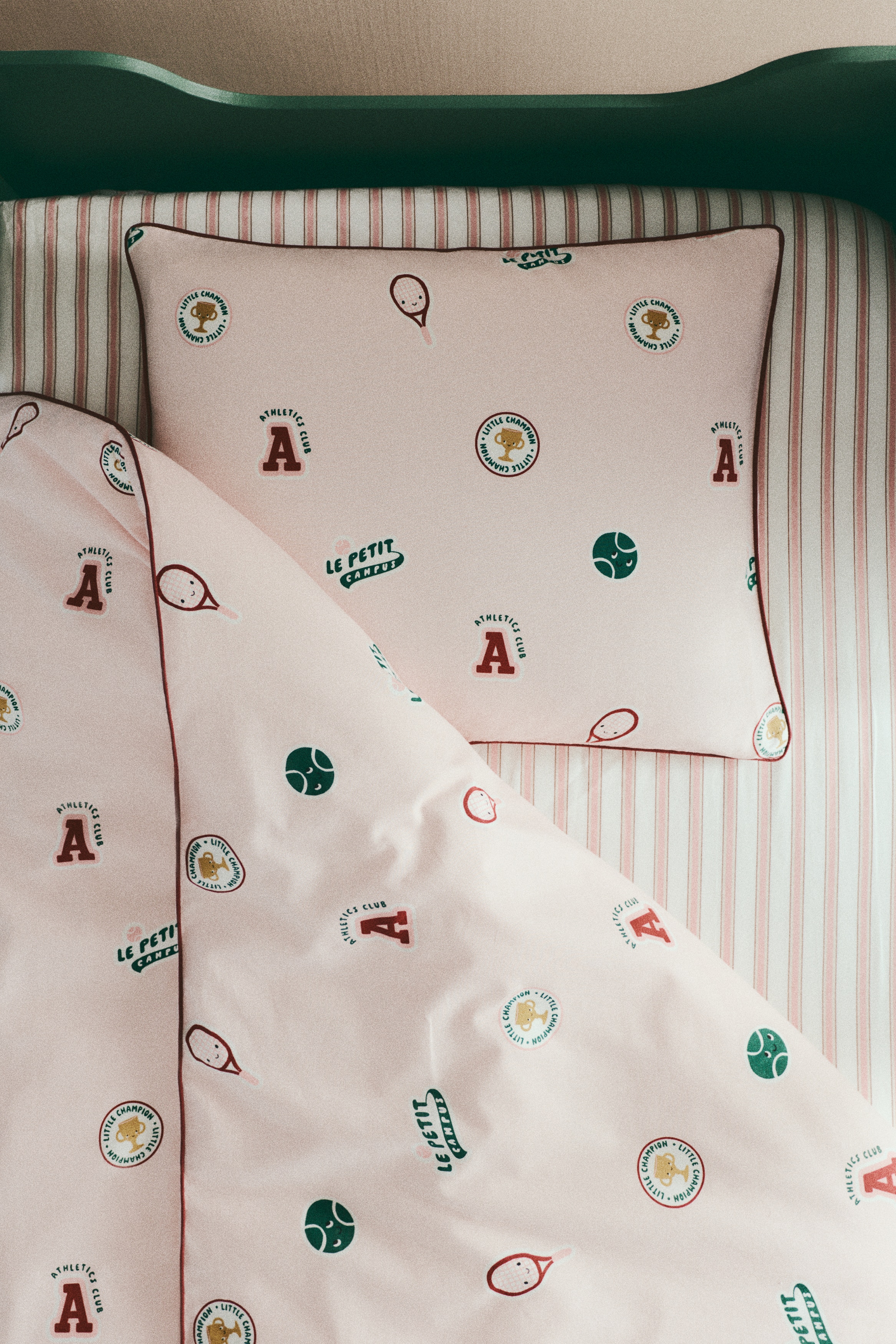 Patterned duvet cover set - Light pink/Le Petit Campus/Green/Le Petit Campus/Light beige/Le Petit Campus