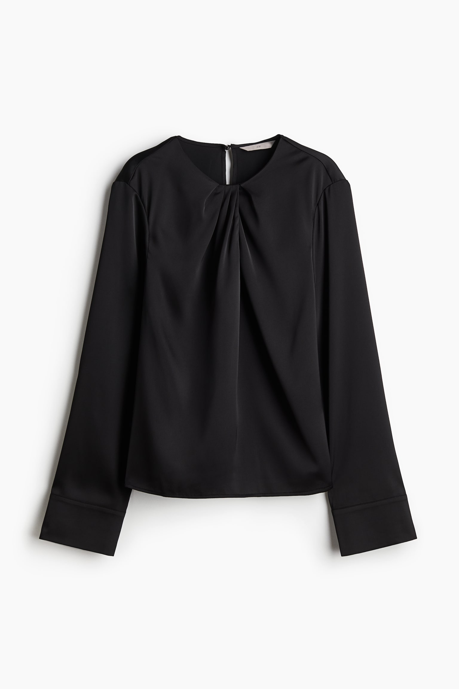 Pleat-detail satin blouse - Black/Cream - 2