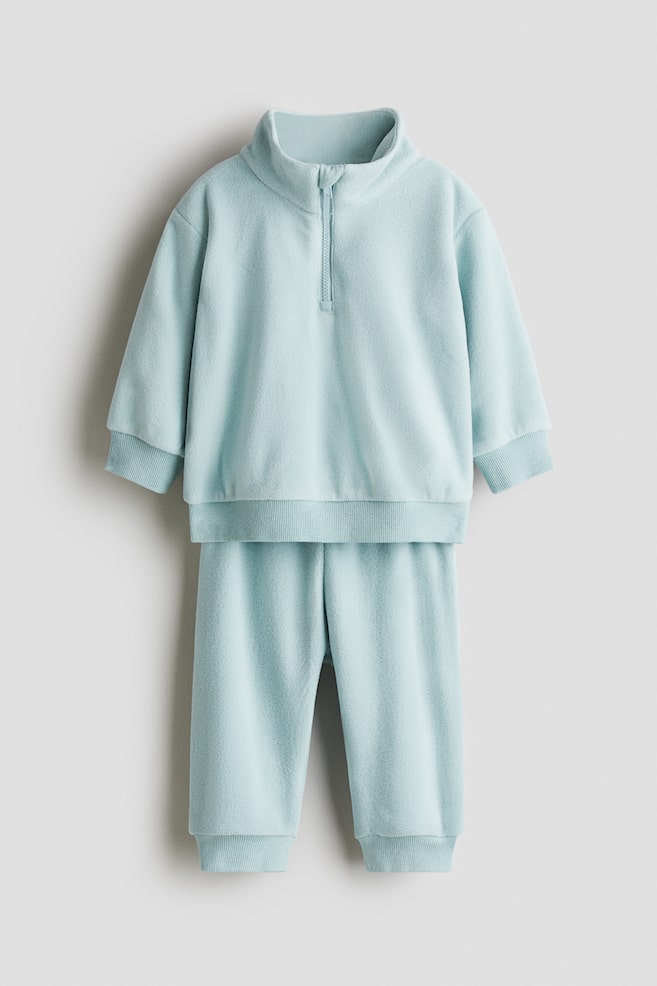 Ensemble 2 pièces en polaire - Turquoise clair/Blanc/ours - 1
