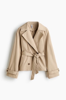 Kort trenchcoat med knytskärp