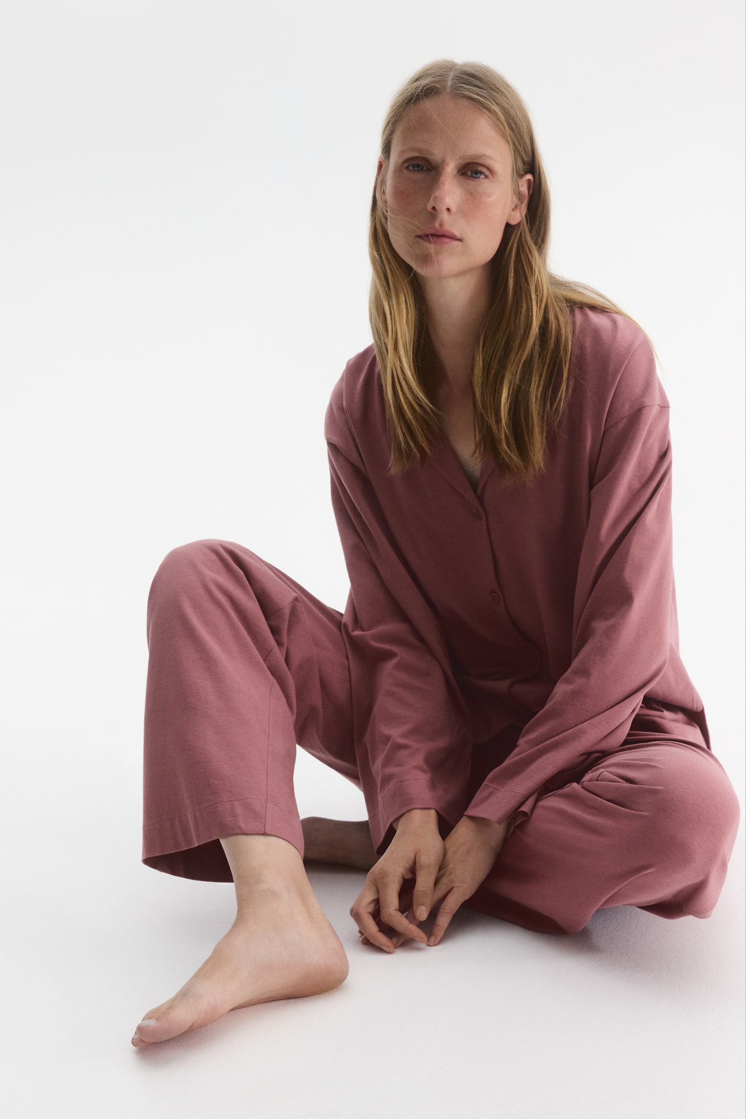 Пижама Mama, хлопок — H&M, цвет: Тёмный пыльный розовый — фото 4