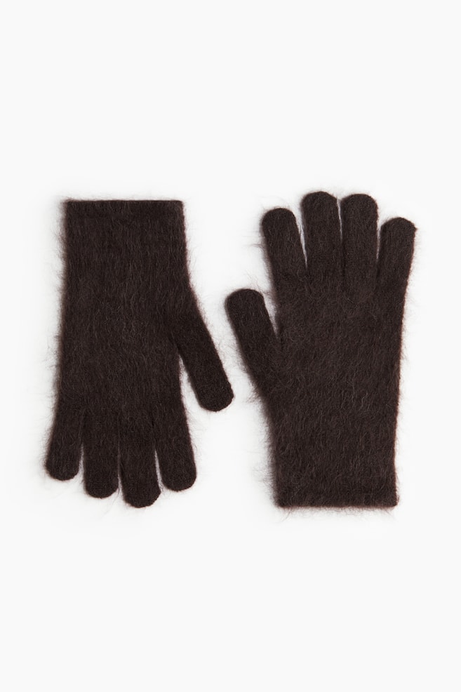 Guantes en mezcla de mohair - Marrón oscuro/Beige grisáceo/Crema/Beige oscuro - 1