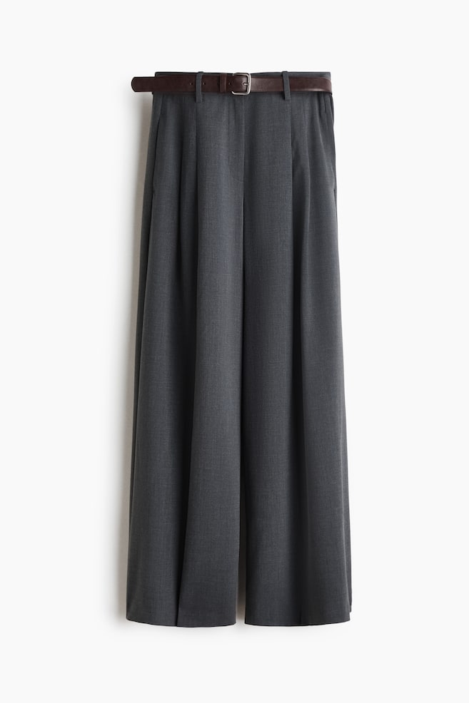 Belted tailored trousers - Dark grey/Black/Dark brown - 1