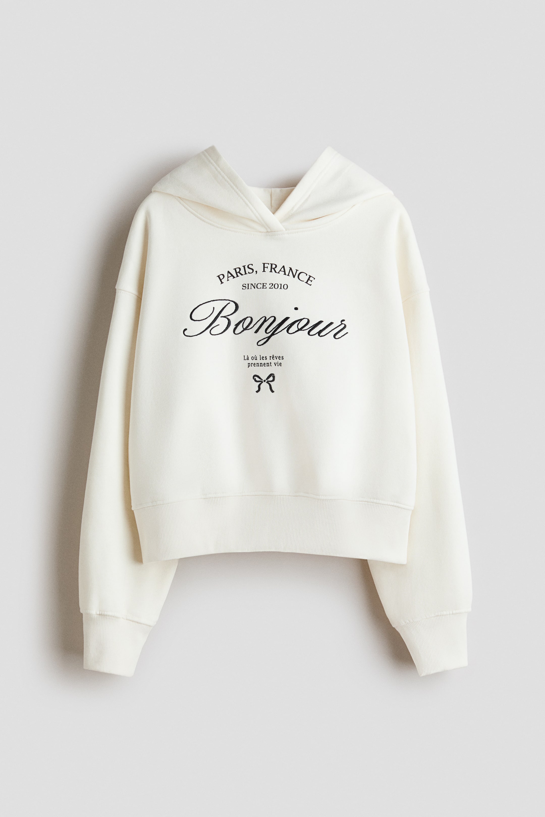 Nagyobb kép megtekintése: Kapucnis felső motívummal - Fehér/Bonjour - GYEREK | H&M HU 1