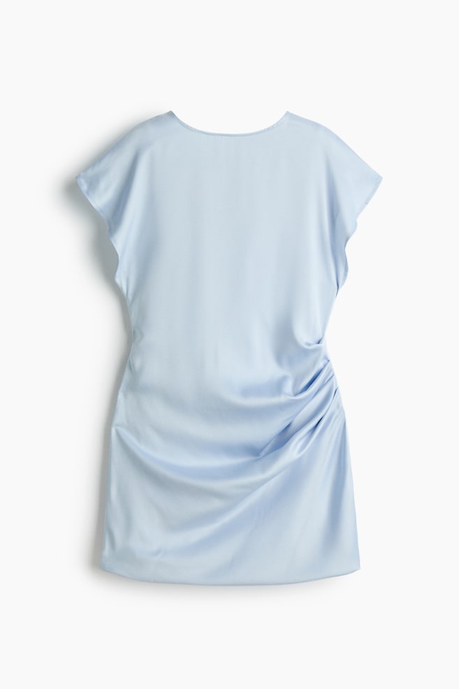 Draped Satin Dress - Light blue/Cream - 1