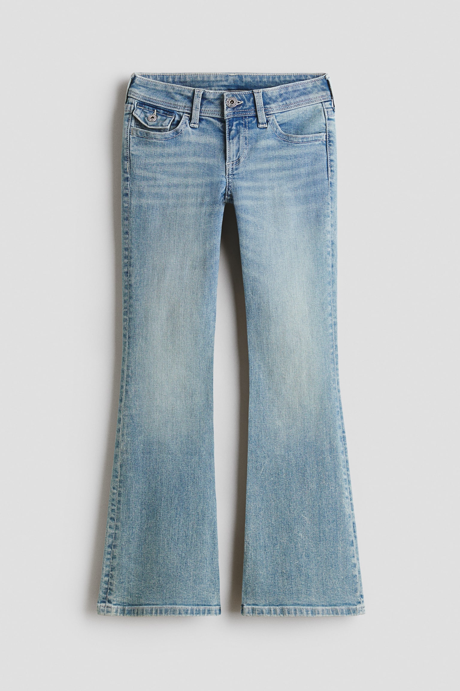 Embroidered-Detail Flared Low Jeans - Light denim blue/Light denim gray