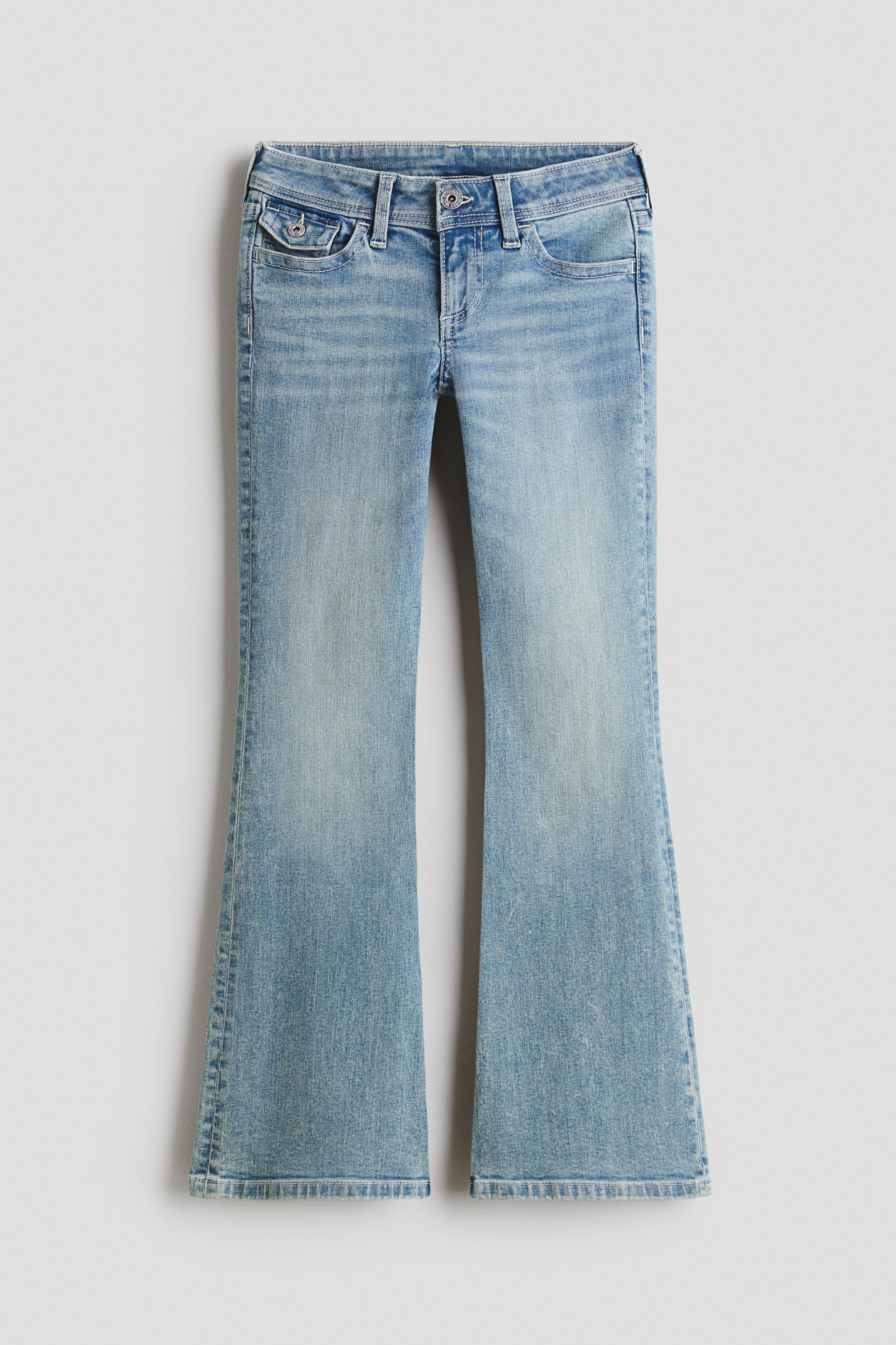 View larger image: Embroidery-detail Flared Leg Low Jeans - Light denim blue - Kids | H&M 1