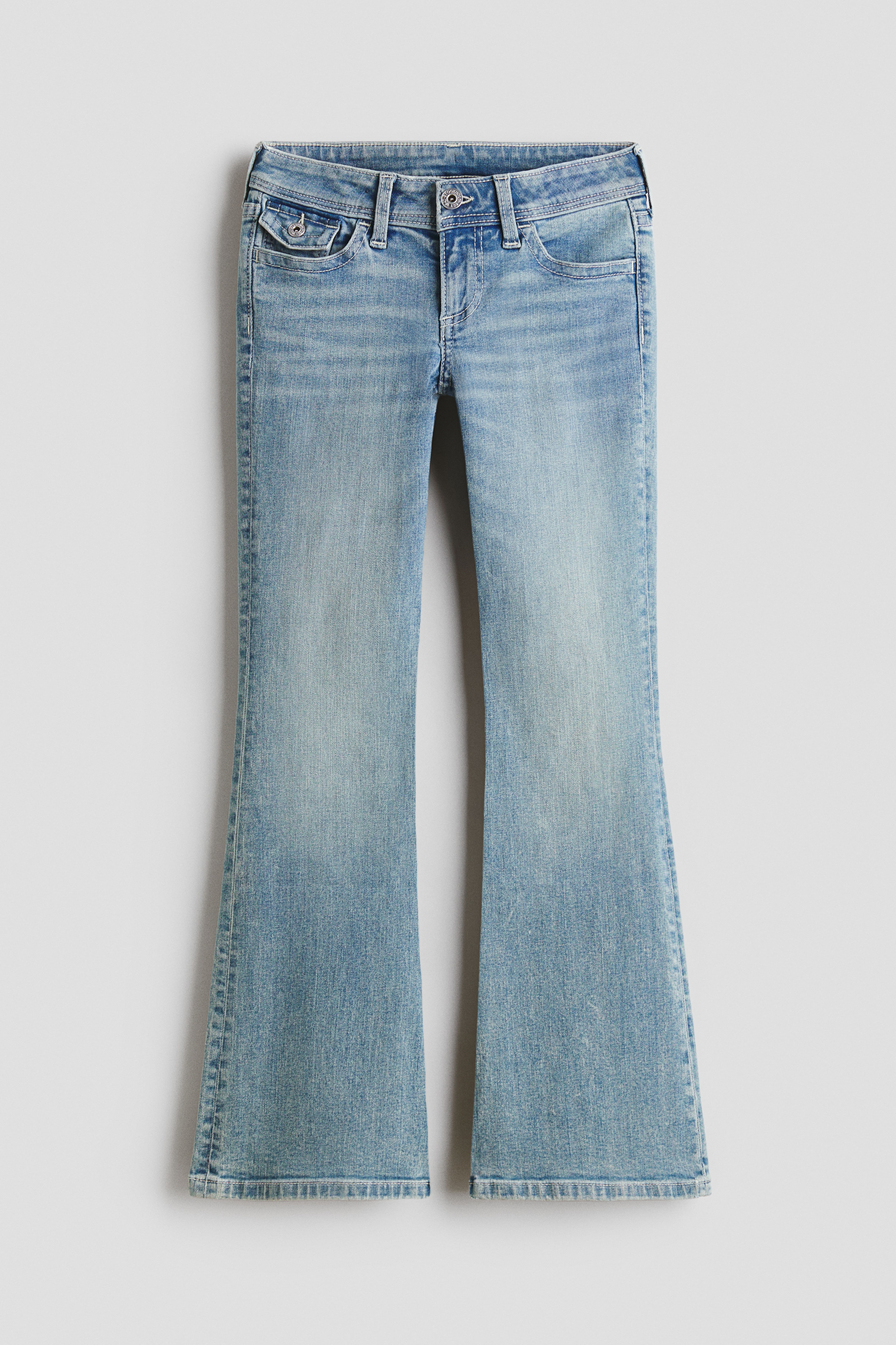 Embroidered-Detail Flared Low Jeans