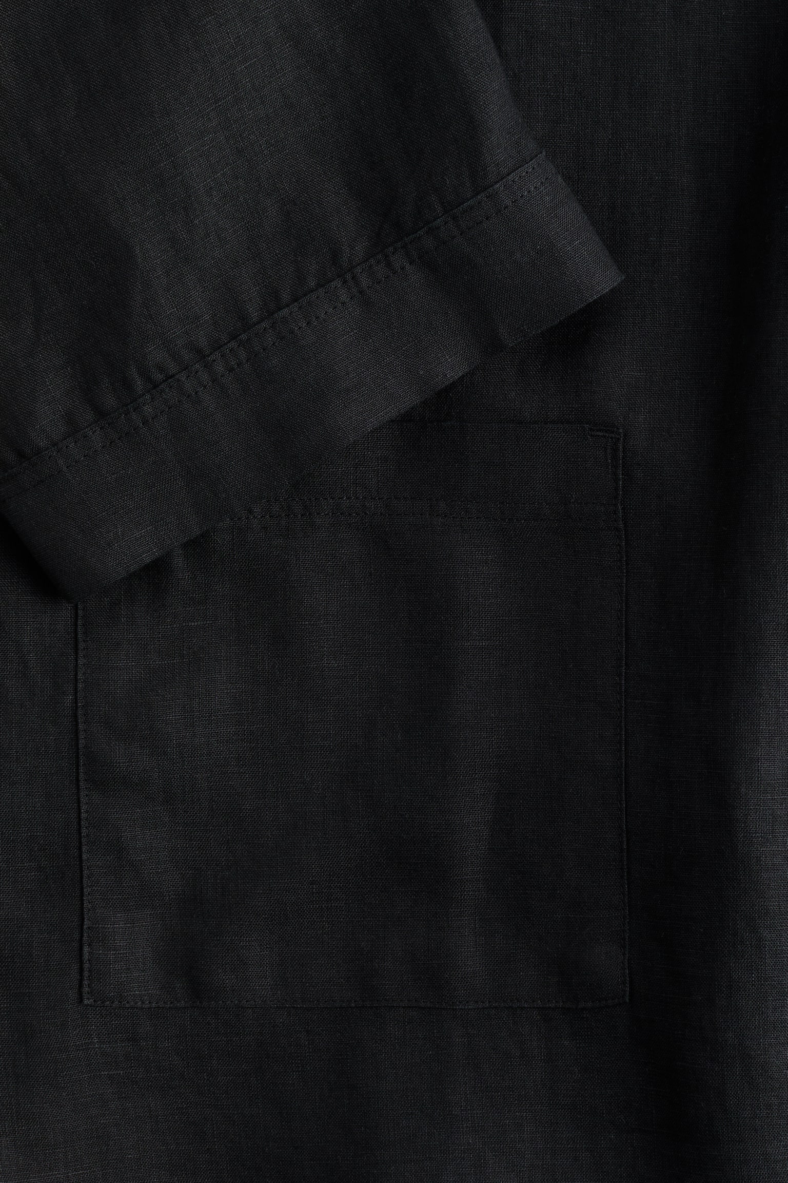 Washed linen dressing gown - Black/Light beige - 2