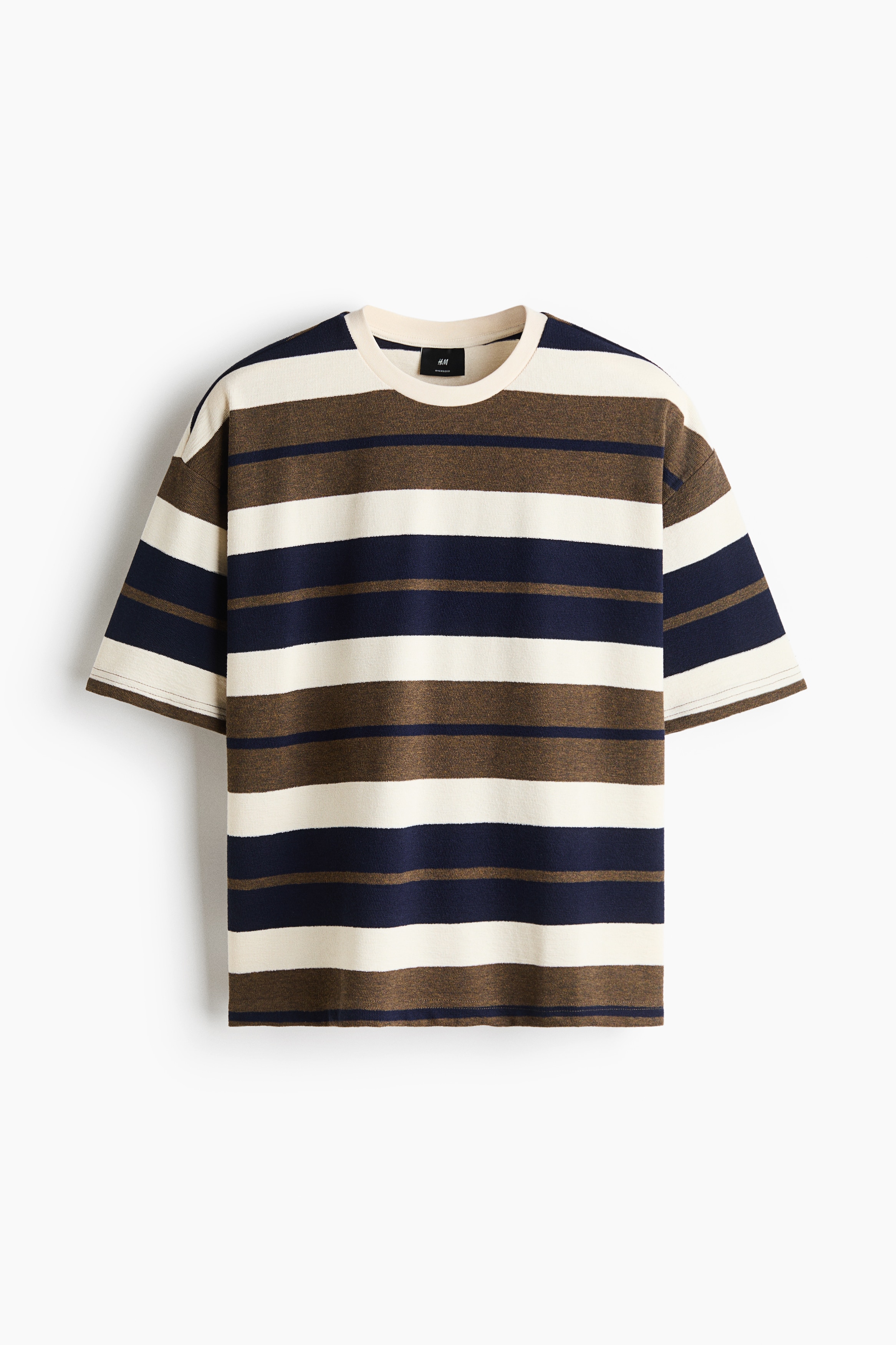 Oversized Fit T-shirt - Cream/Striped/Cream