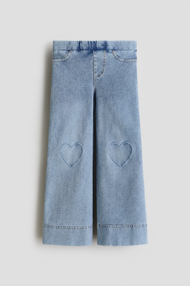 Wijde jegging met denimlook - Licht denimblauw/Zwart/Denimblauw/Denimblauw/Roze - 1