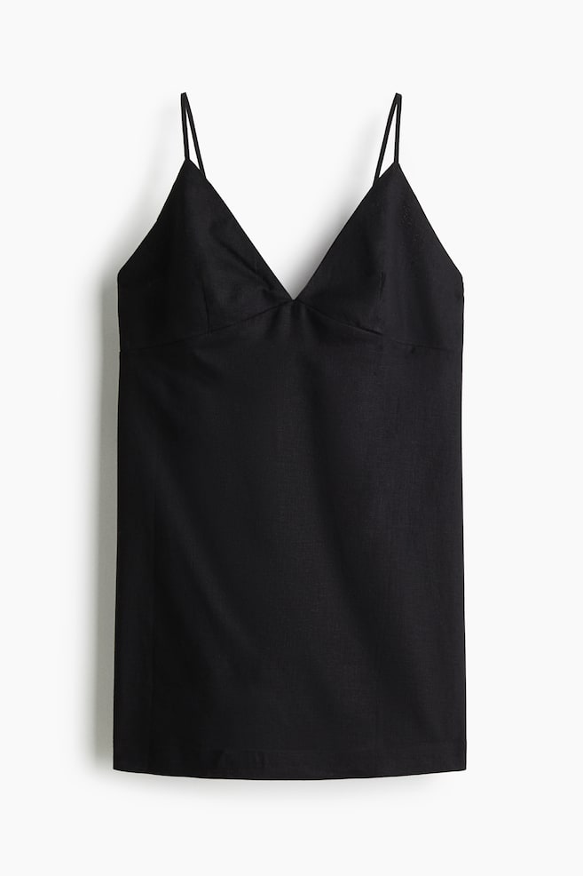 Strandkleid aus Leinenmix - Schwarz - 1