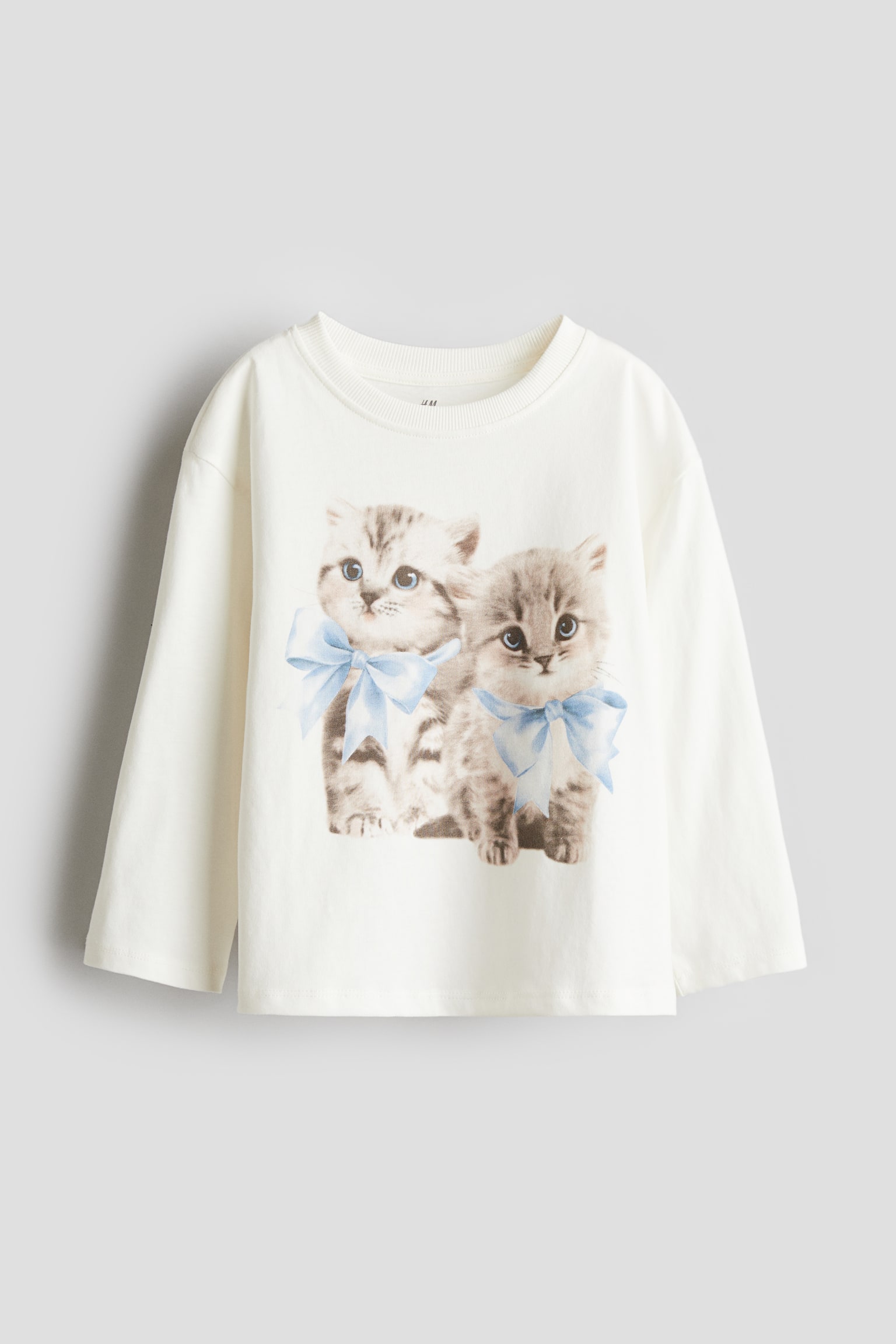 Printed cotton top - Natural white/Kittens/Beige/Horses - 1