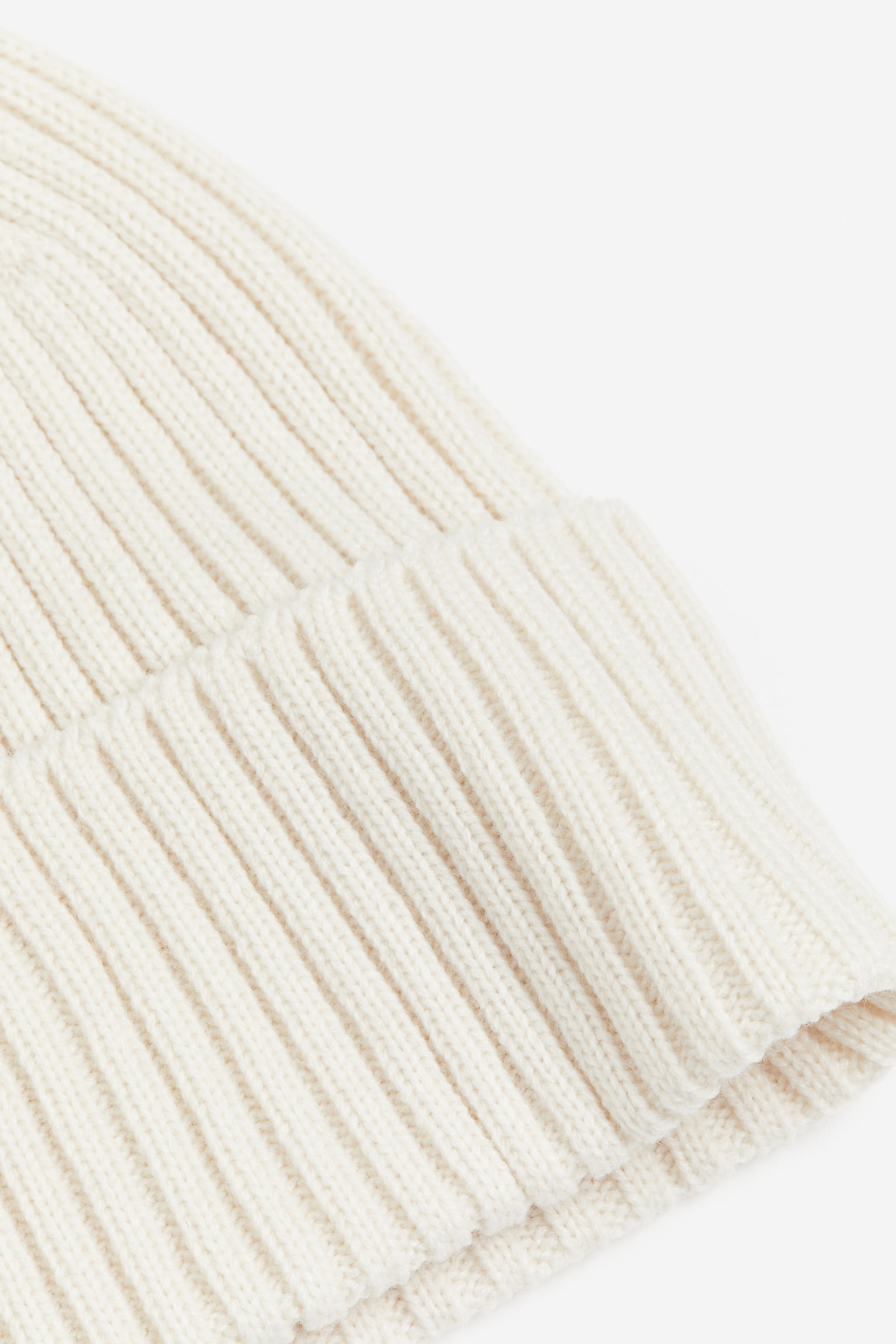 Rib-knit hat - Natural white/Black - 2