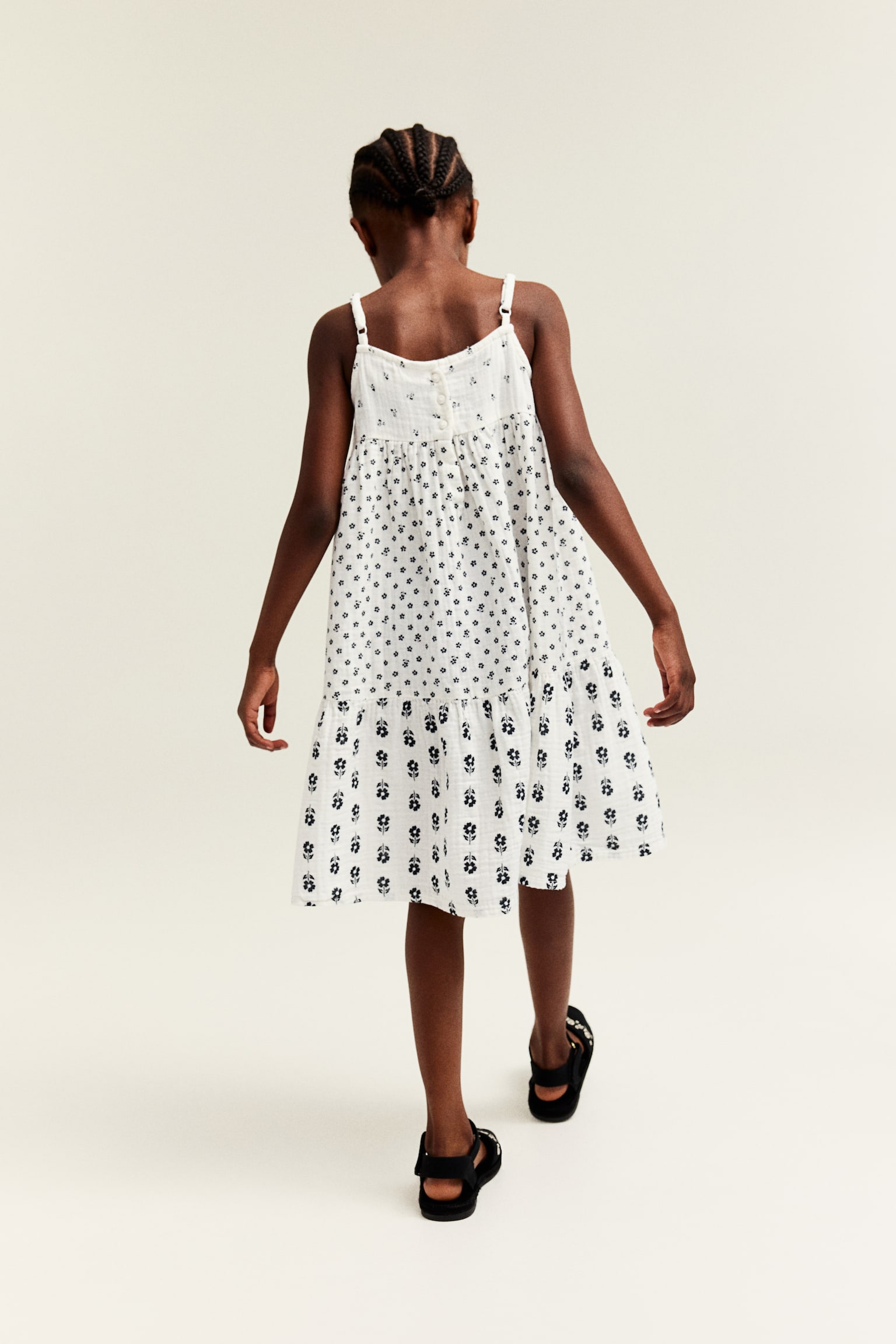 Tiered muslin dress - White/Floral - 5