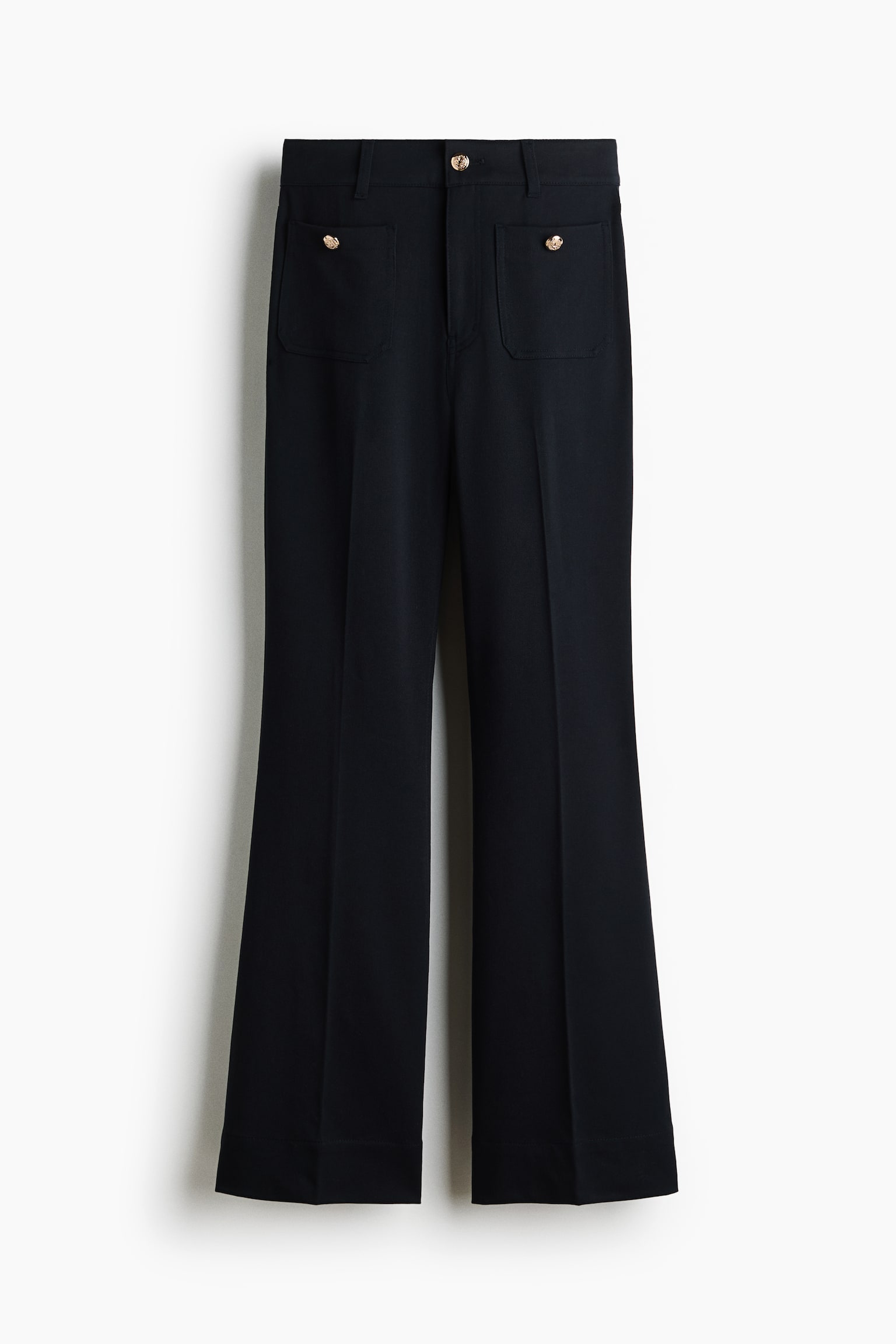 Flared twill trousers - Navy blue/Black - 2